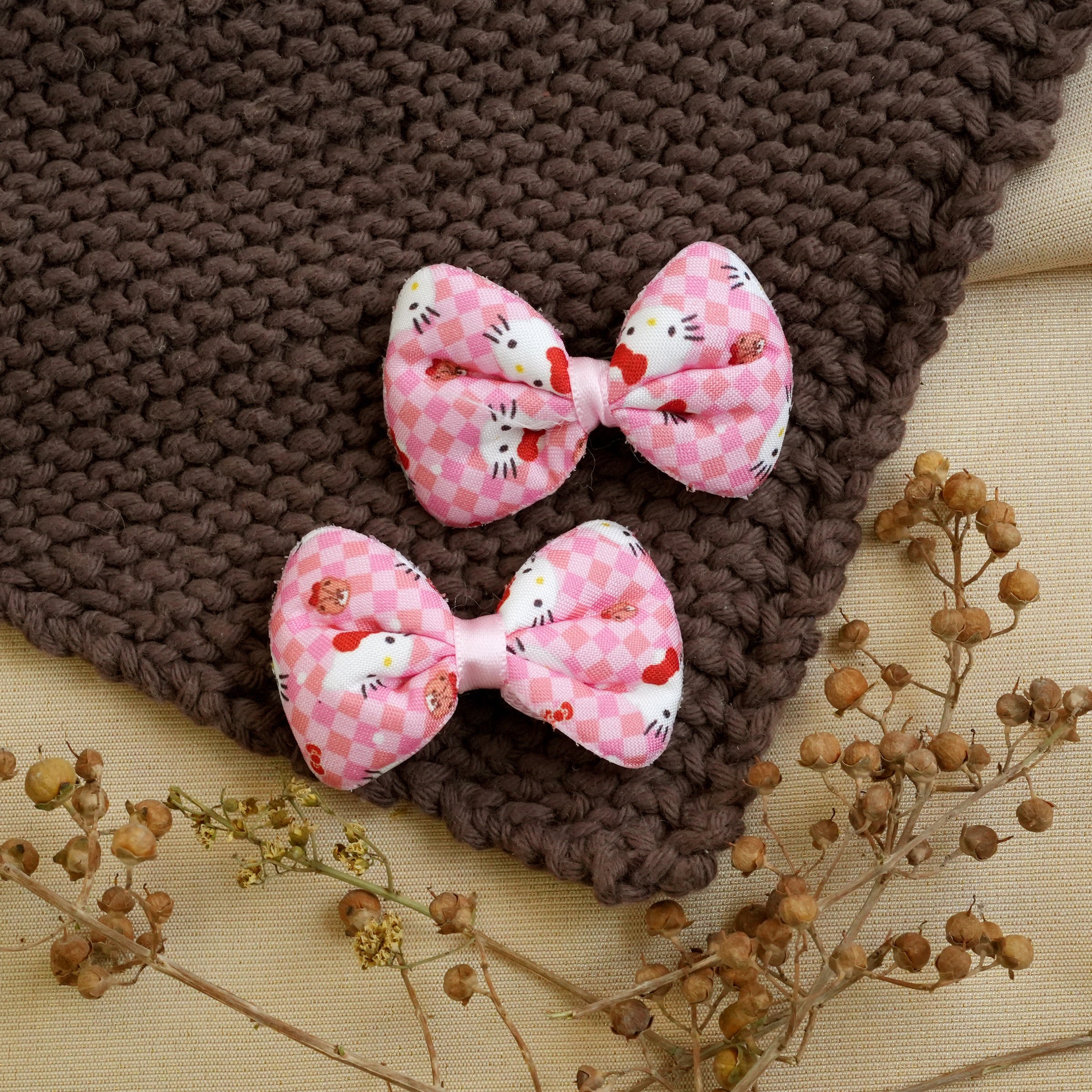 Colorful Kitty Bow Hair Clips (Pair)