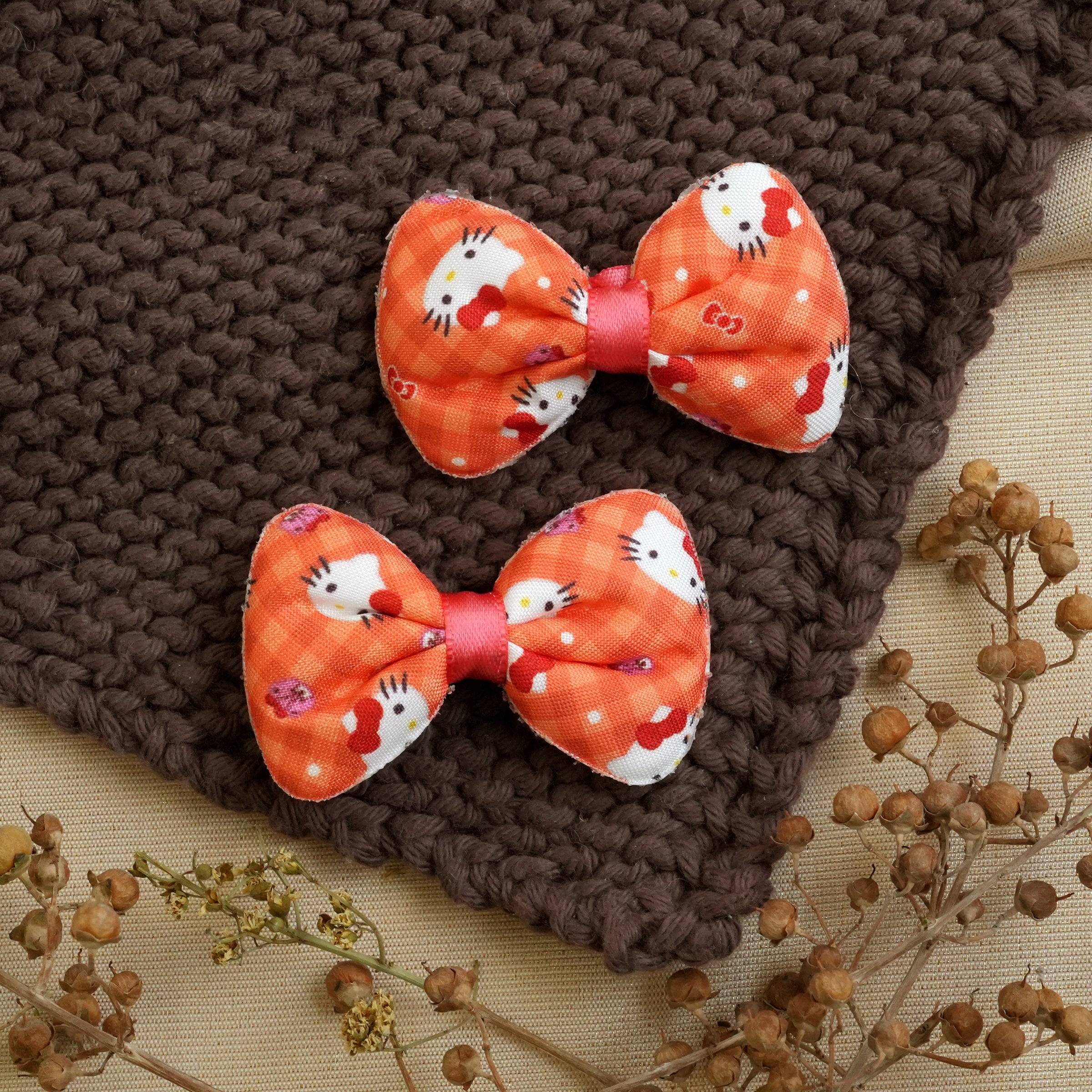 Colorful Kitty Bow Hair Clips (Pair)