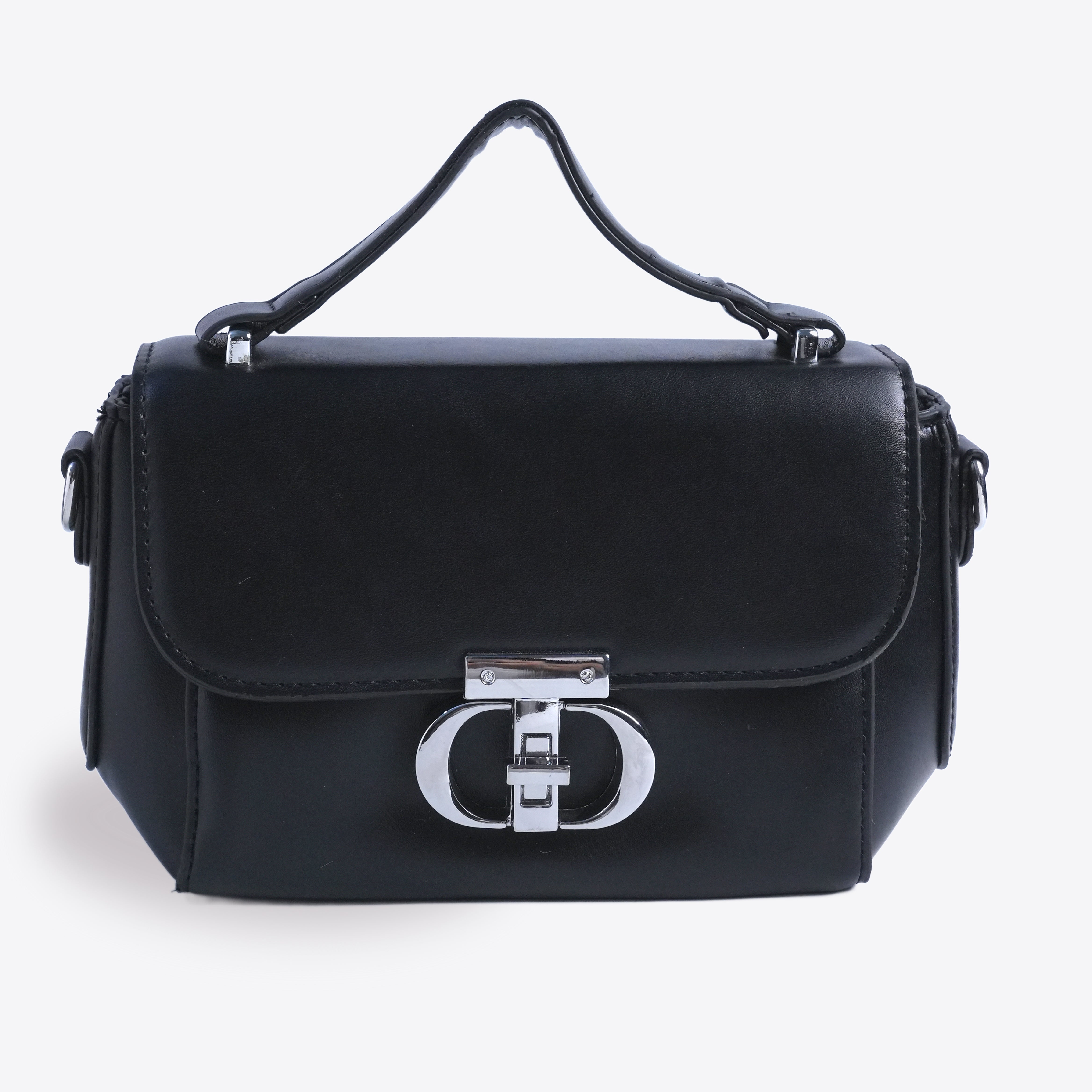 Women Sleek Leather handbag With Twisted Lock