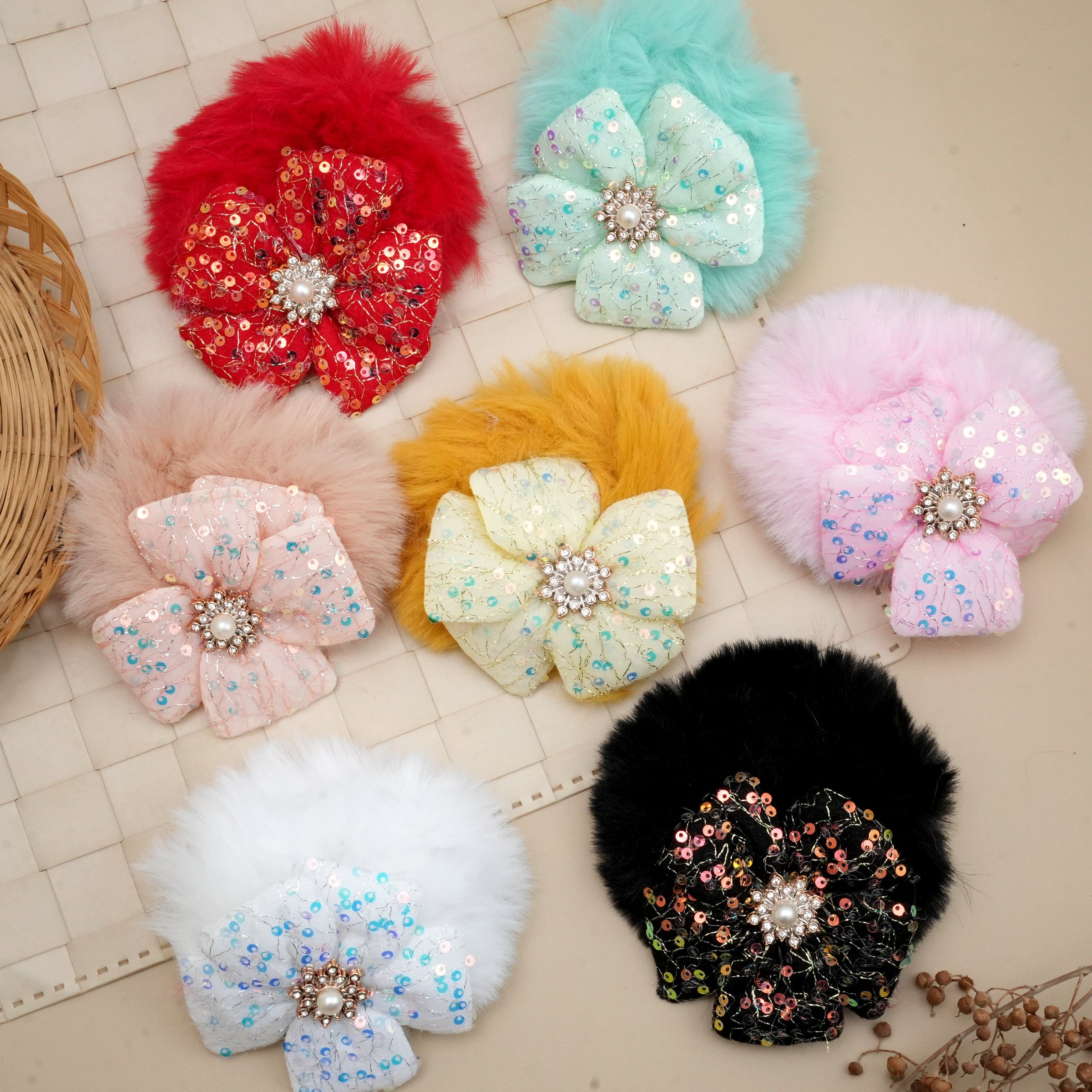 Luxe Sequin Bloom Hair Ties