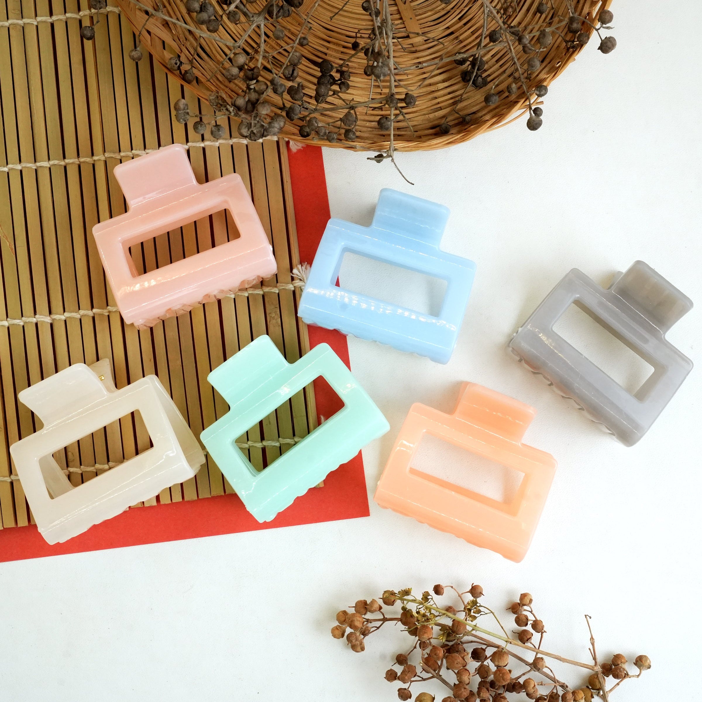 Pastel Rectangular Hair Claw Clips
