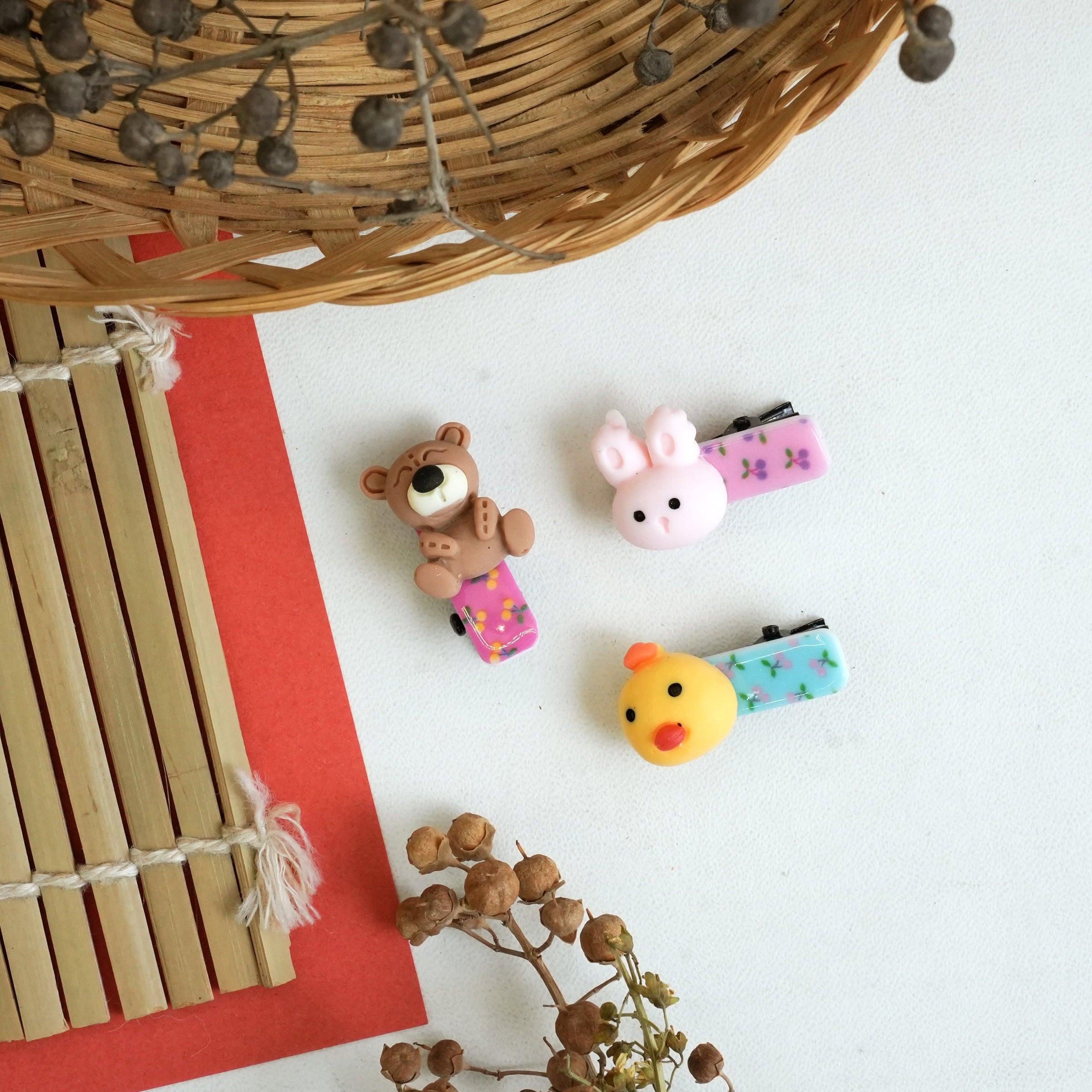 Adorable Animal Character Hair Clips – Set of 3