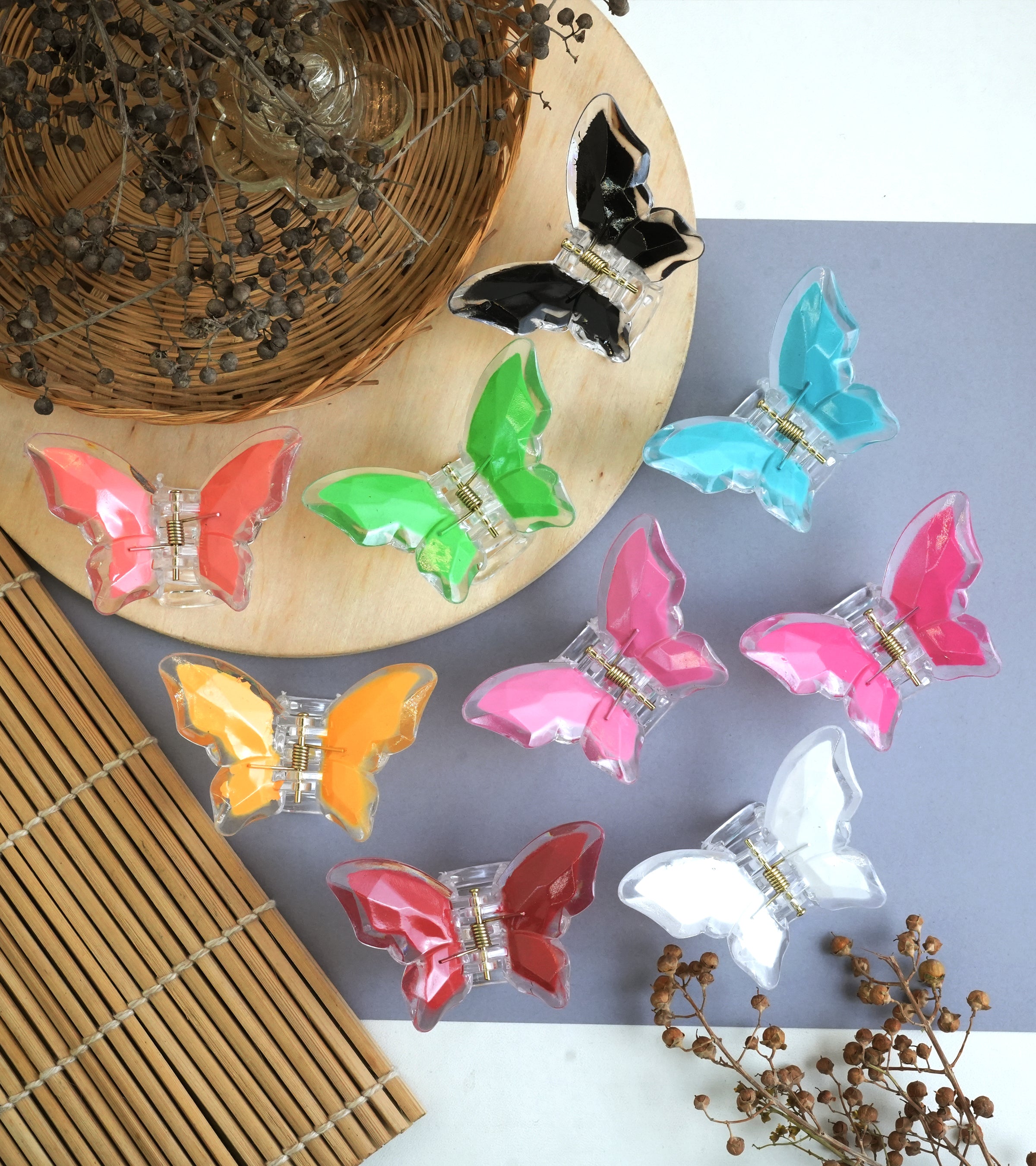 Crystal Butterfly Hair Claw Clips – Vibrant Wings Collection"