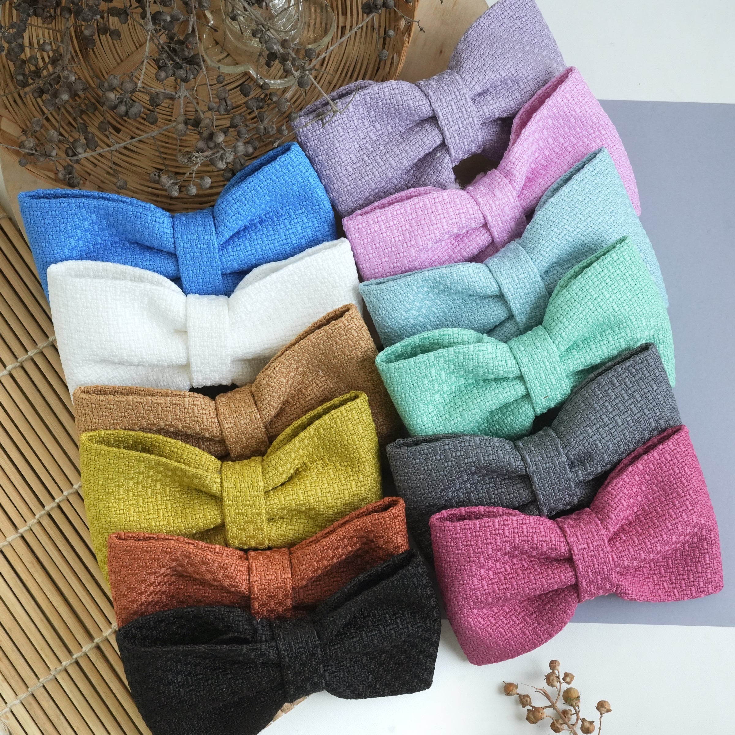 Textured Fabric Bow Hair Clips in Vibrant Colors