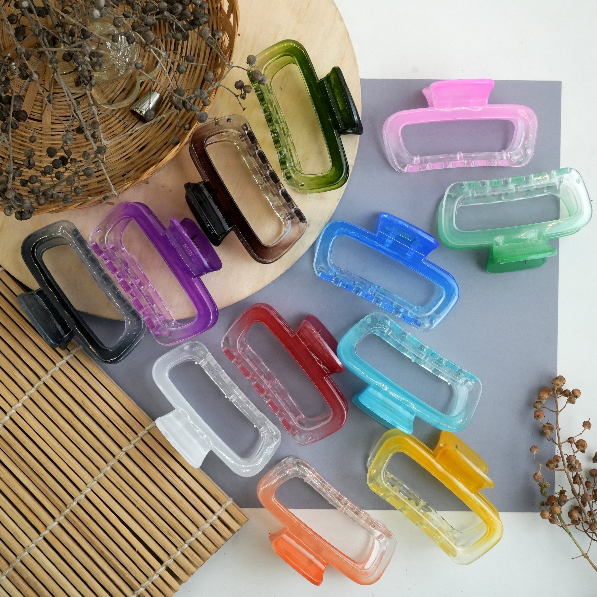 Minimalist Rectangle Hair Claw Clips in Assorted Colors