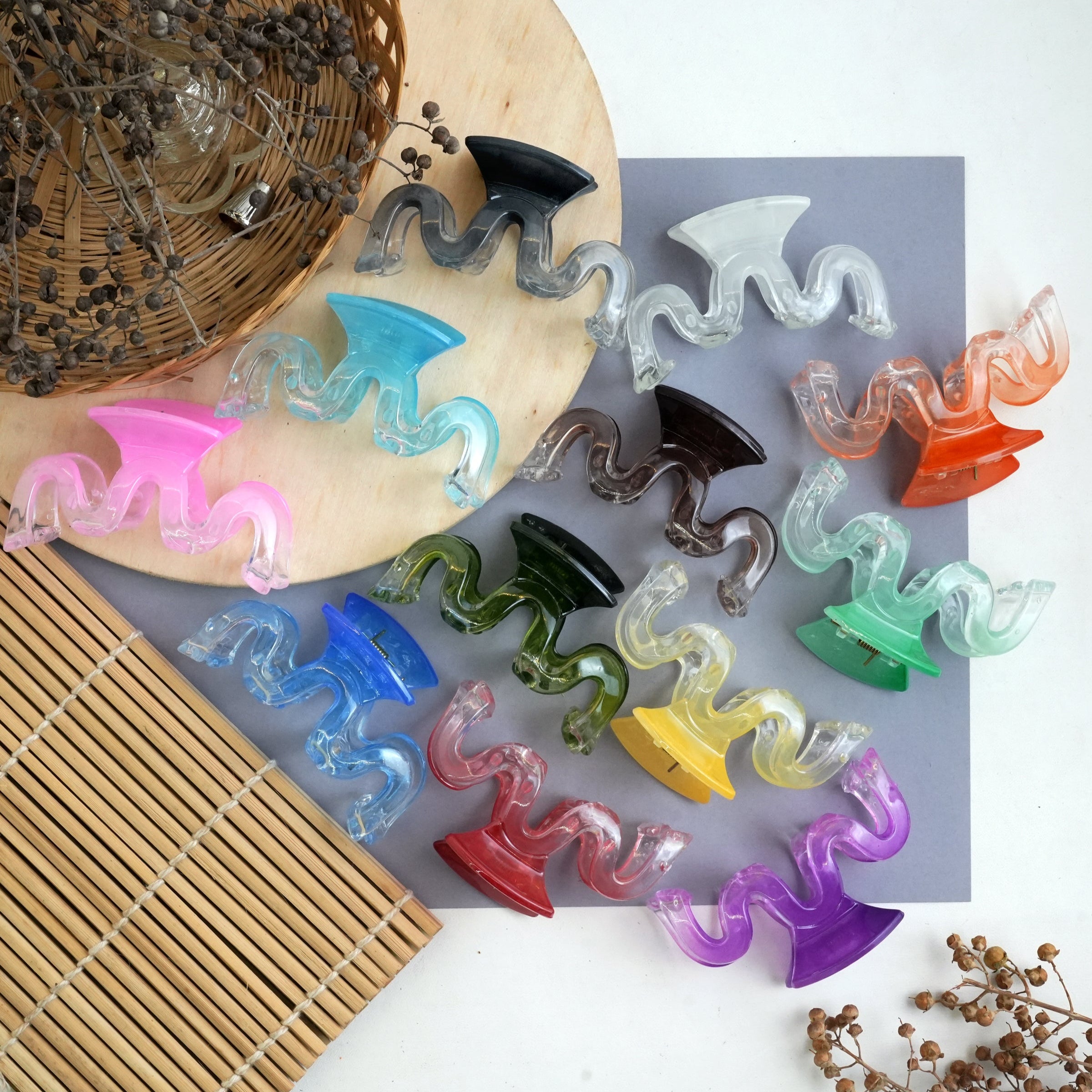 Wave Design Multicolor Hair Claw Clips