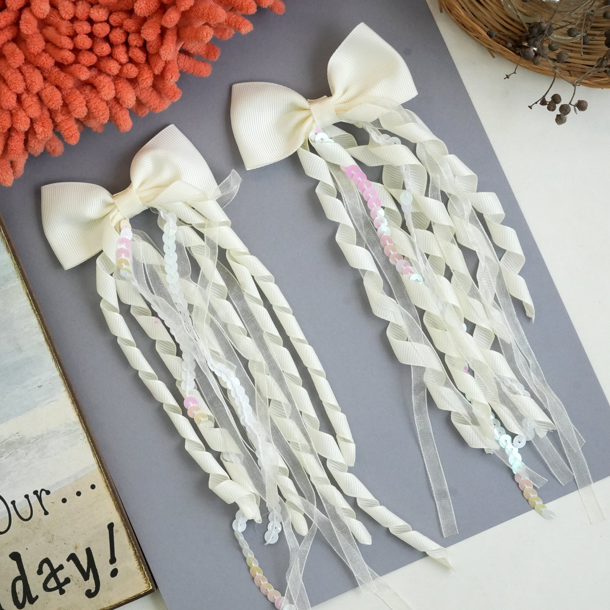 Ribbon Cascade Hair Clips – Playful Streamer Collection"