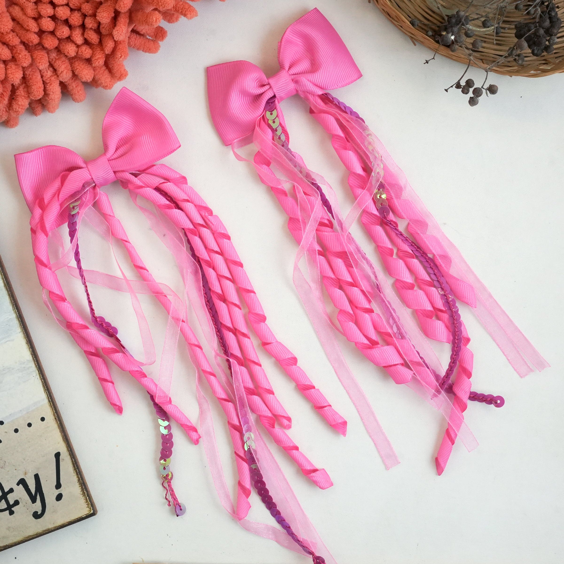 Ribbon Cascade Hair Clips – Playful Streamer Collection"