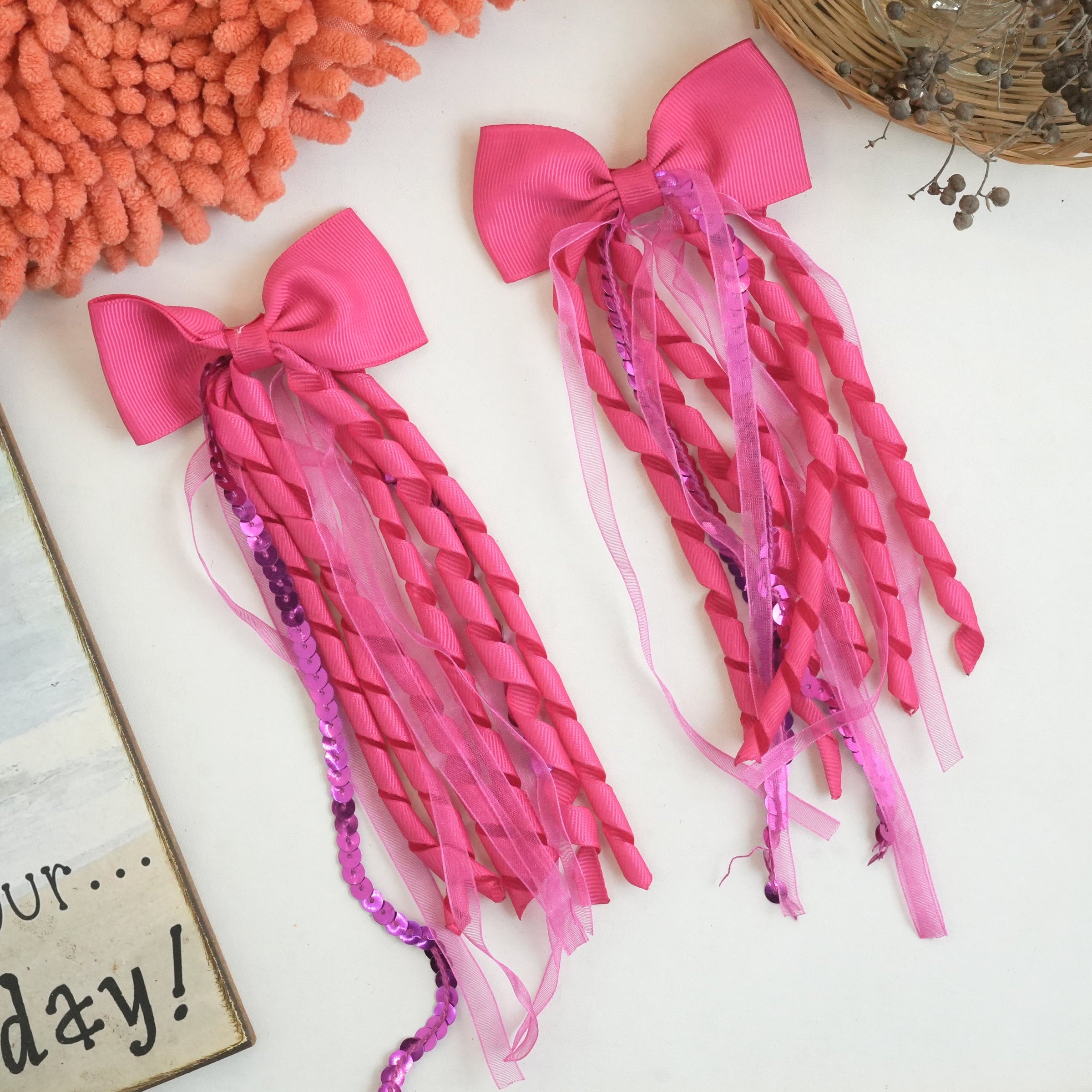 Ribbon Cascade Hair Clips – Playful Streamer Collection"