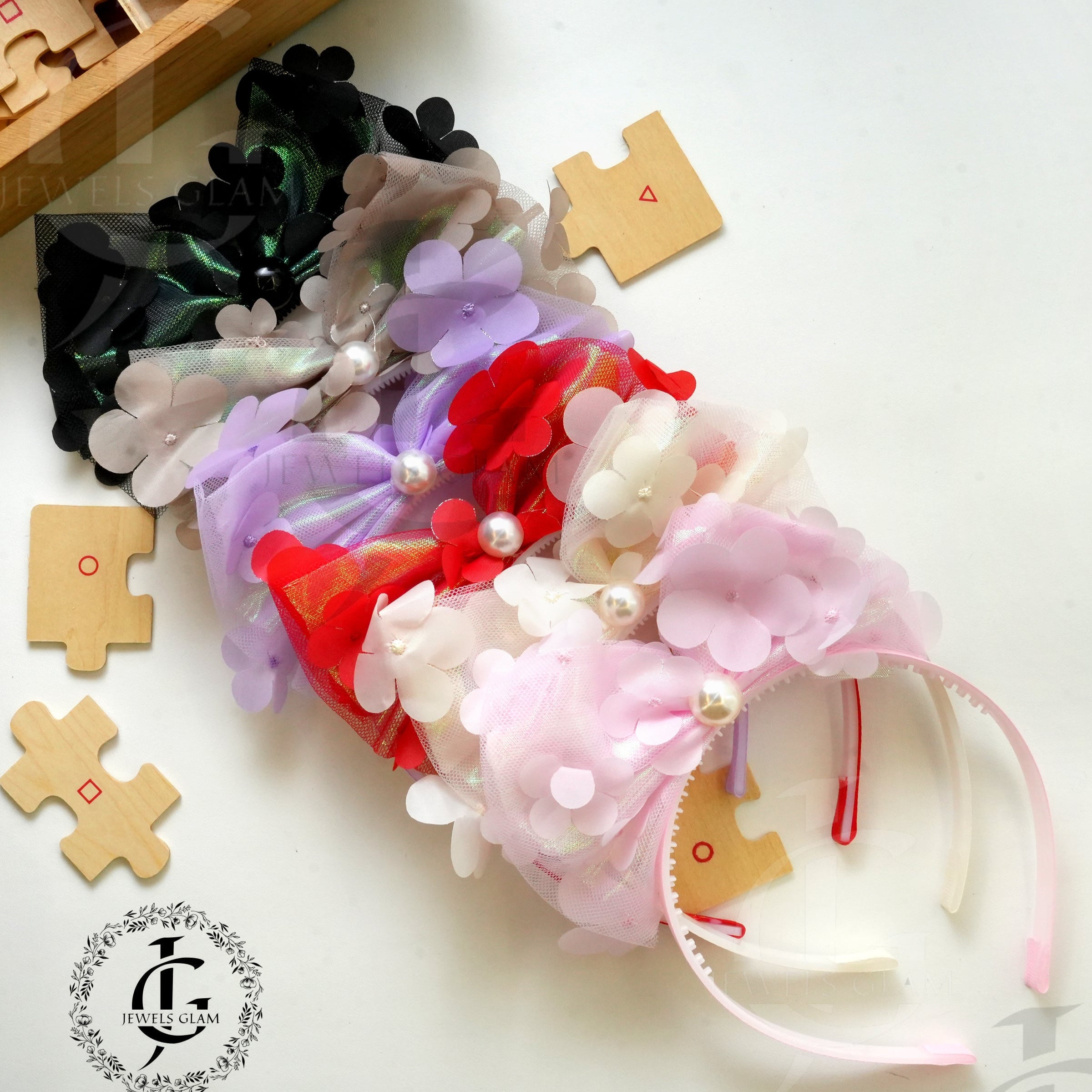 Floral Fantasy Pearl-Accent Hairbands