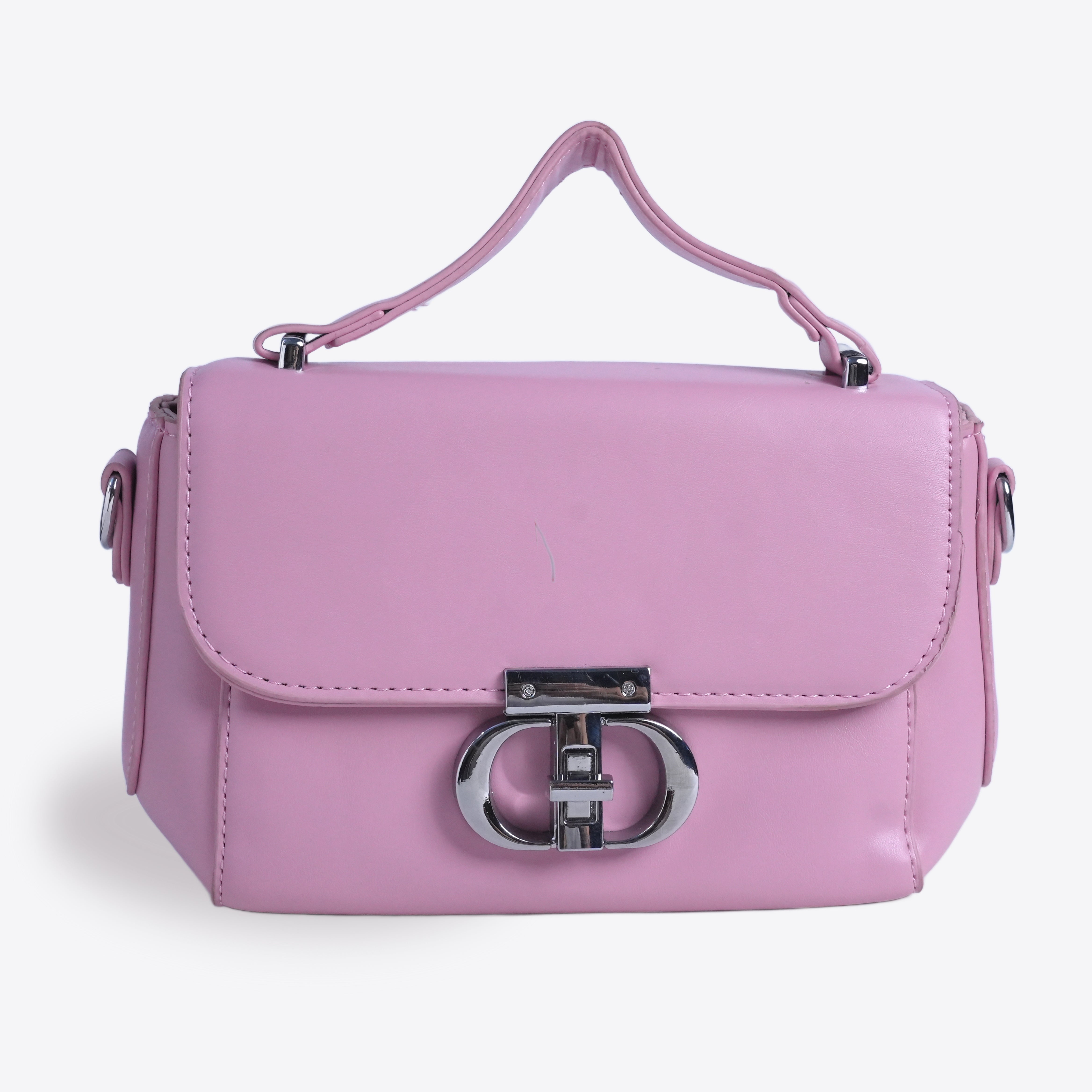 Women Sleek Leather Bag With Twisted Lock