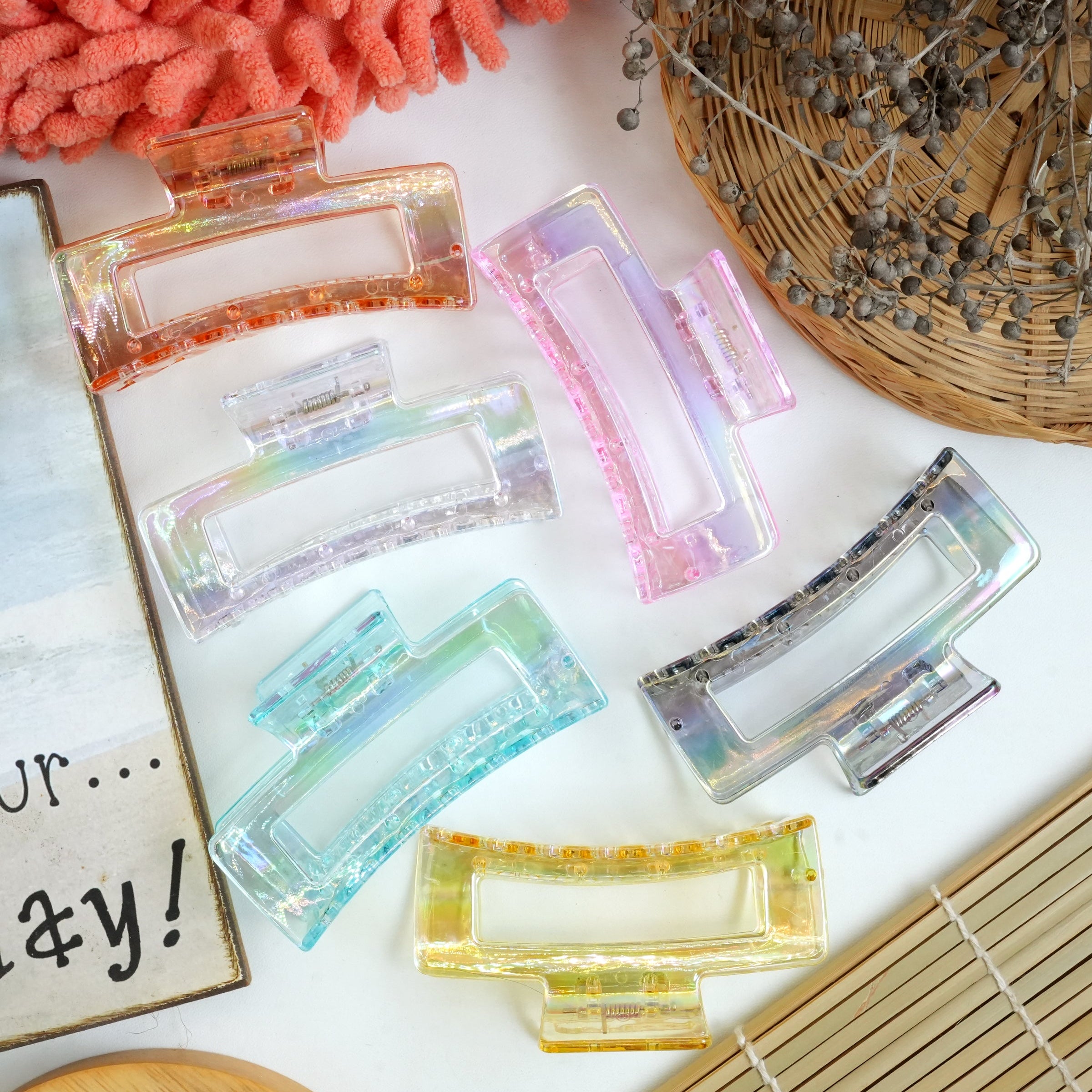 Translucent Rectangular Hair Claw
