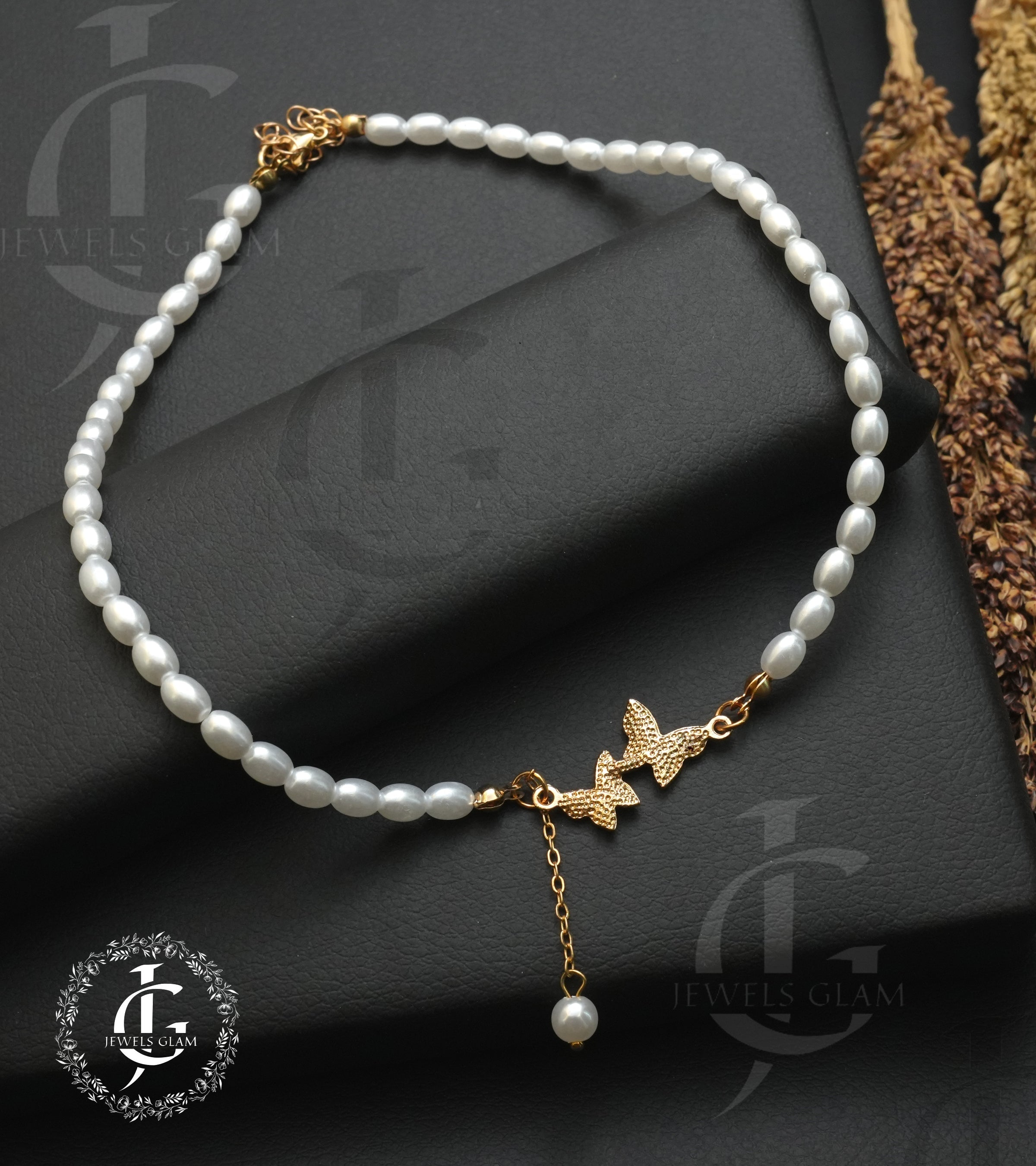 Butterfly Pearl Chocker Necklace