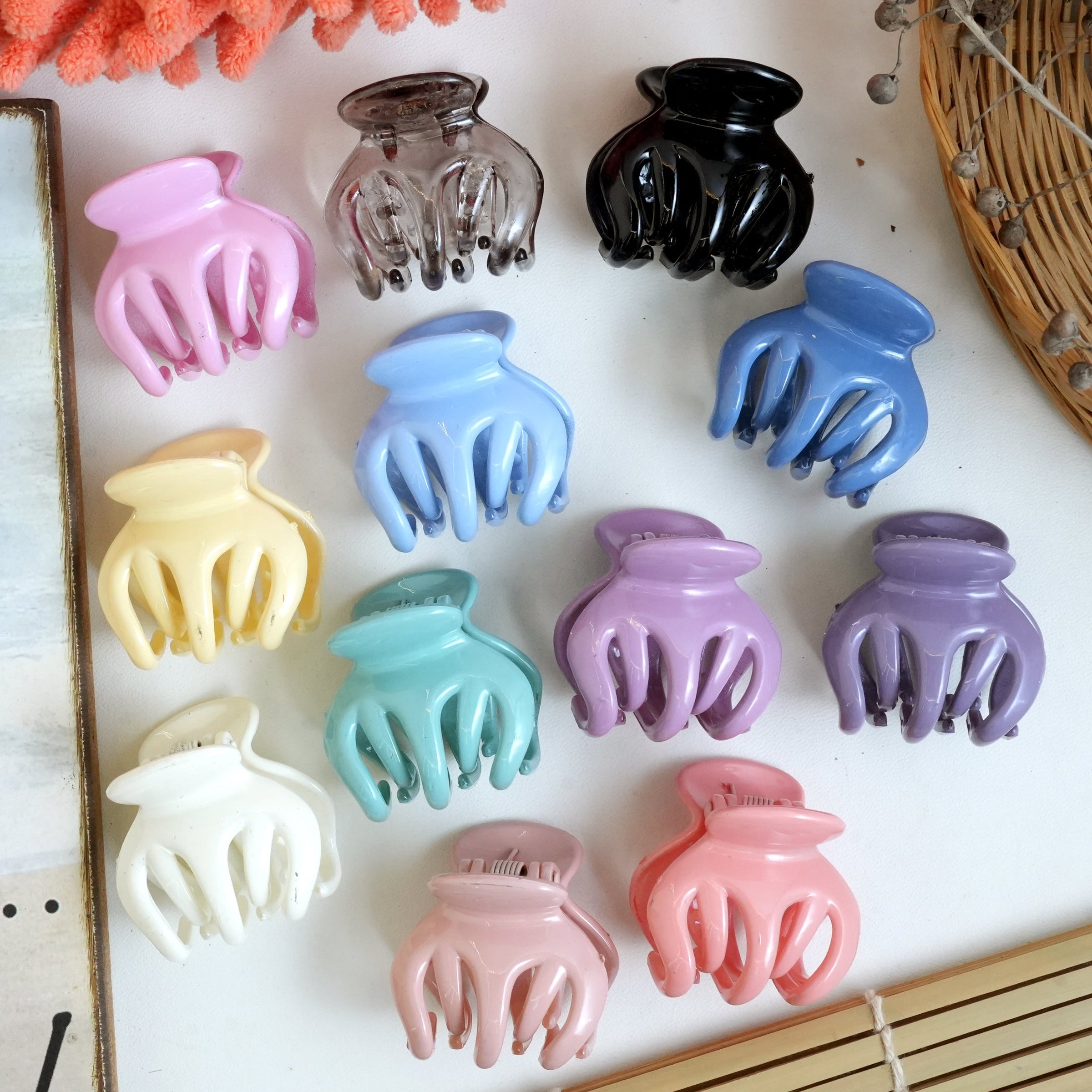 Vibrant Matte Mini Hair Claw Clips Pair