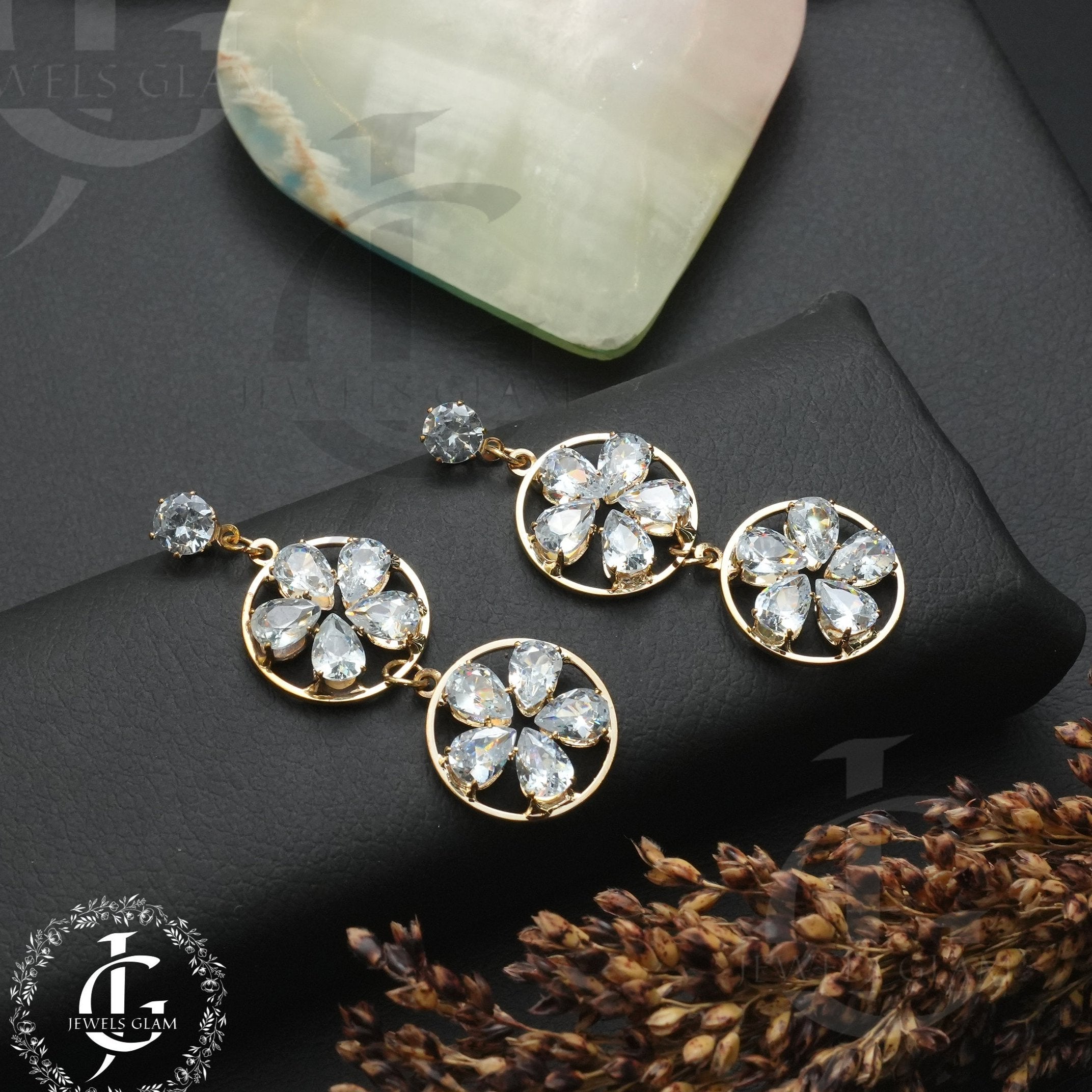 Round Five Petal Flower Earrings