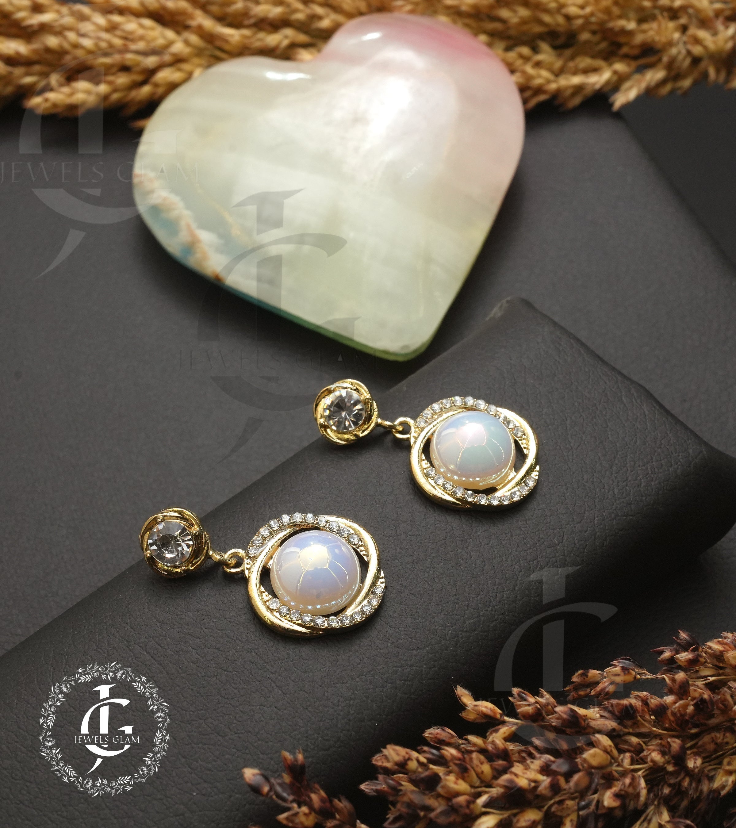 Silver Crystal Heart Drop Earrings With Accent