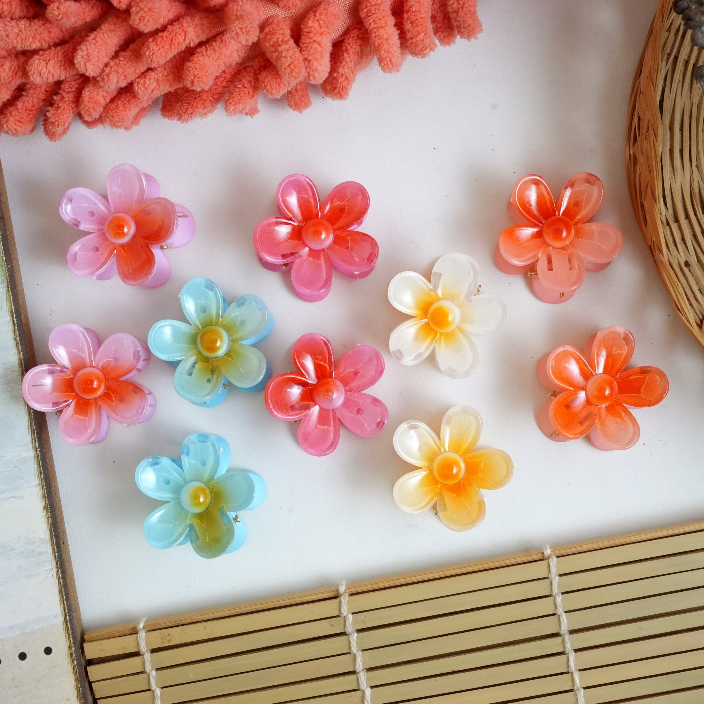 Blooming Pastel Floral Hair Catchers pair small
