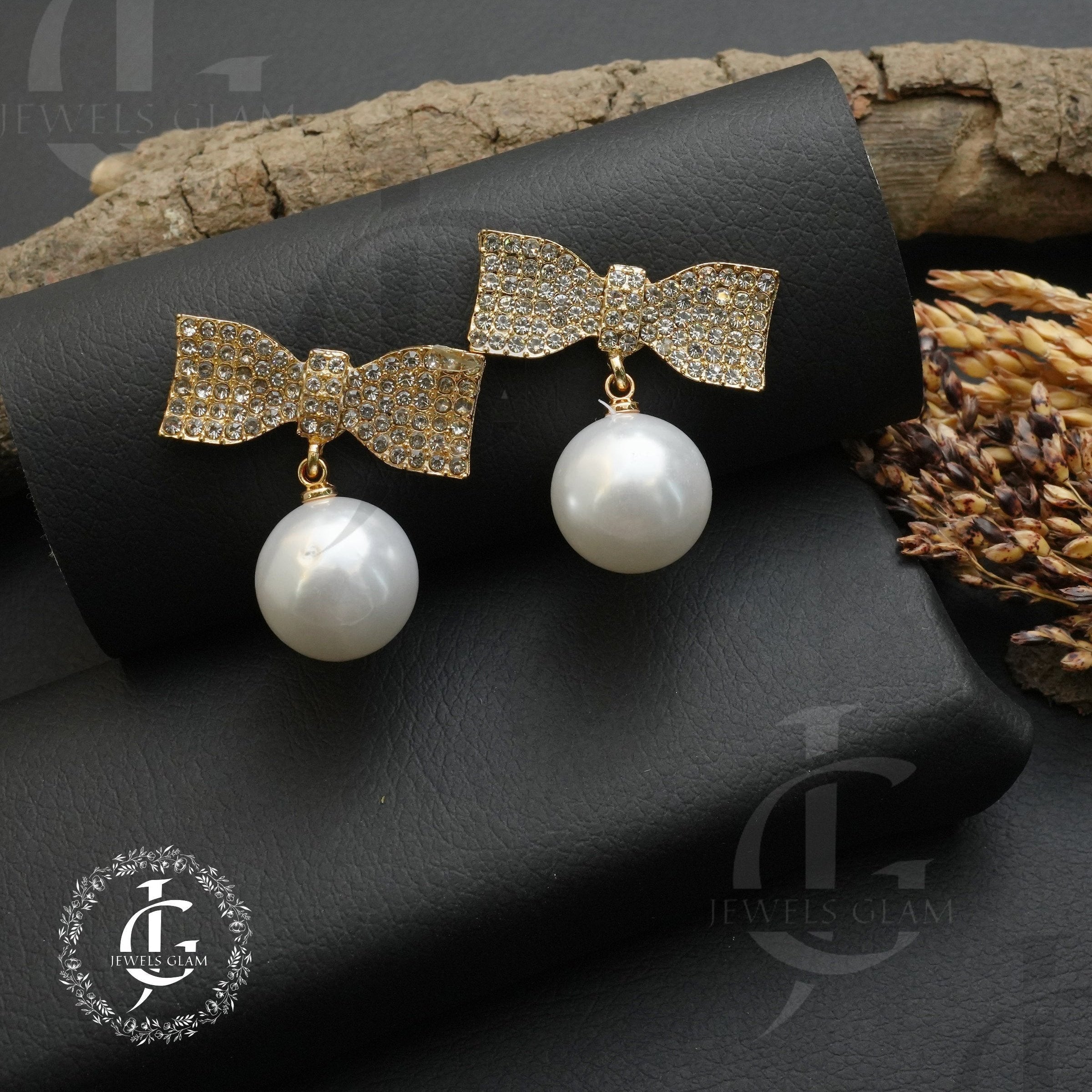 Bow Pearl Drop Earrings