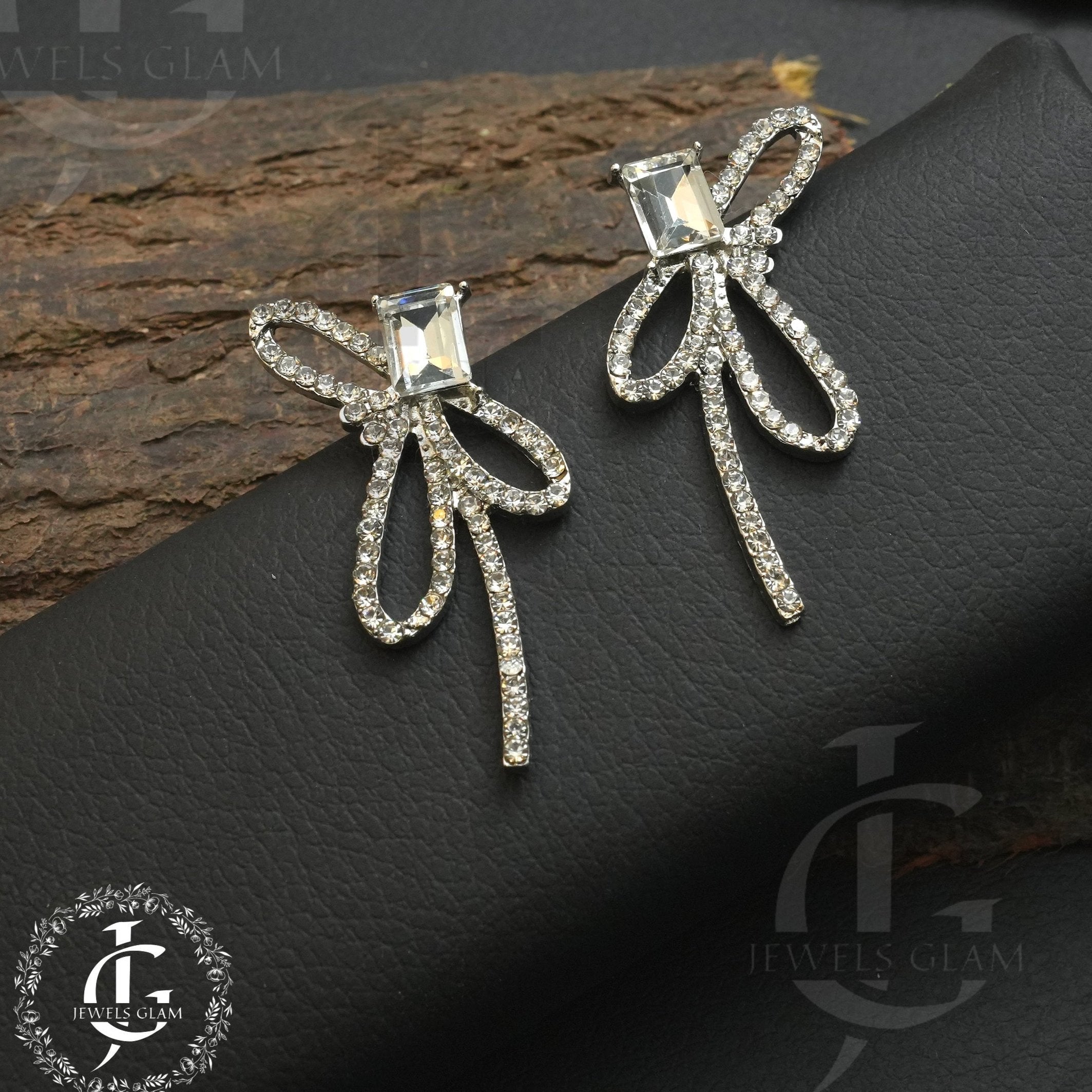 Crystal Bow Elegance Statement Earrings