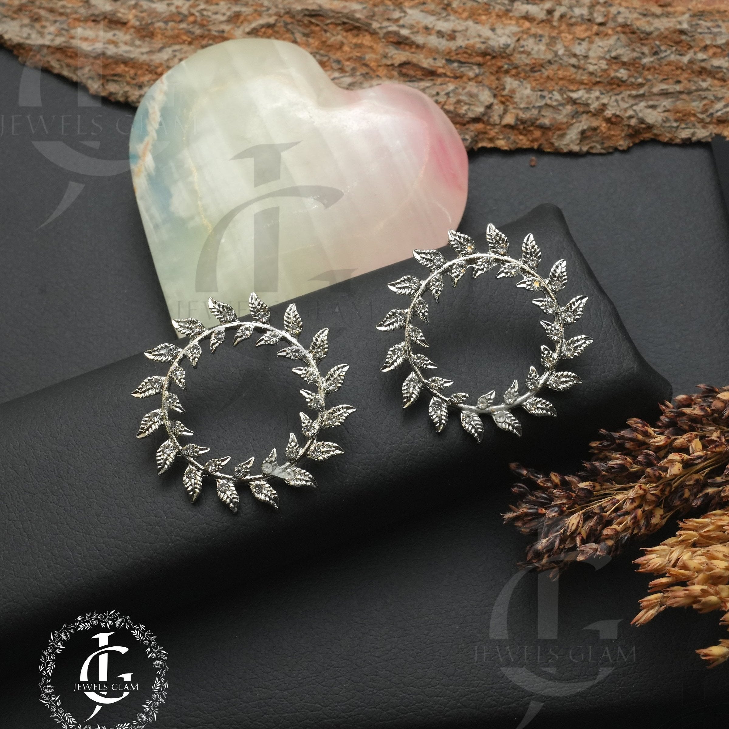 Silver Laurel Wreath Hoop Earrings