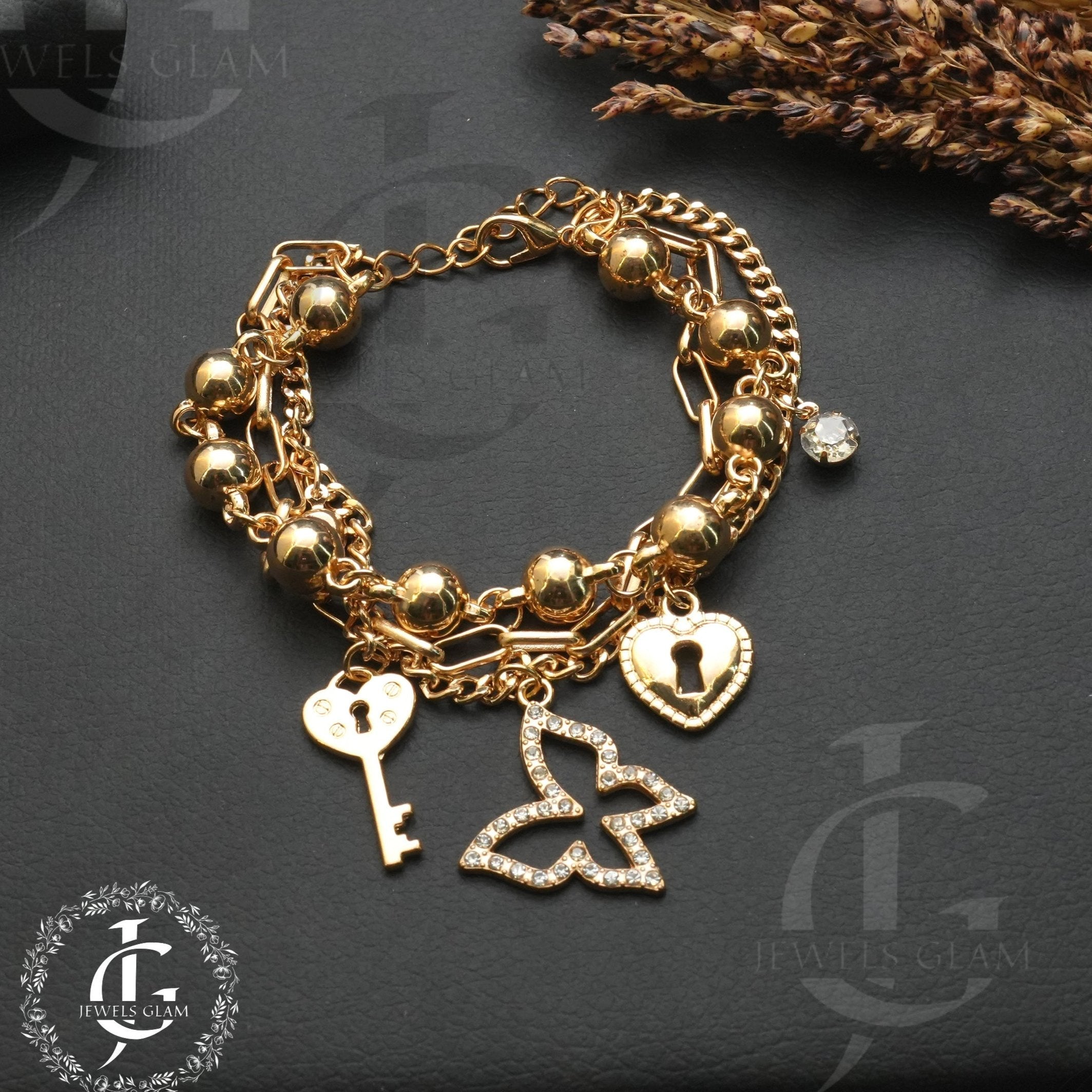 Butterfly Charm layered Bracelet