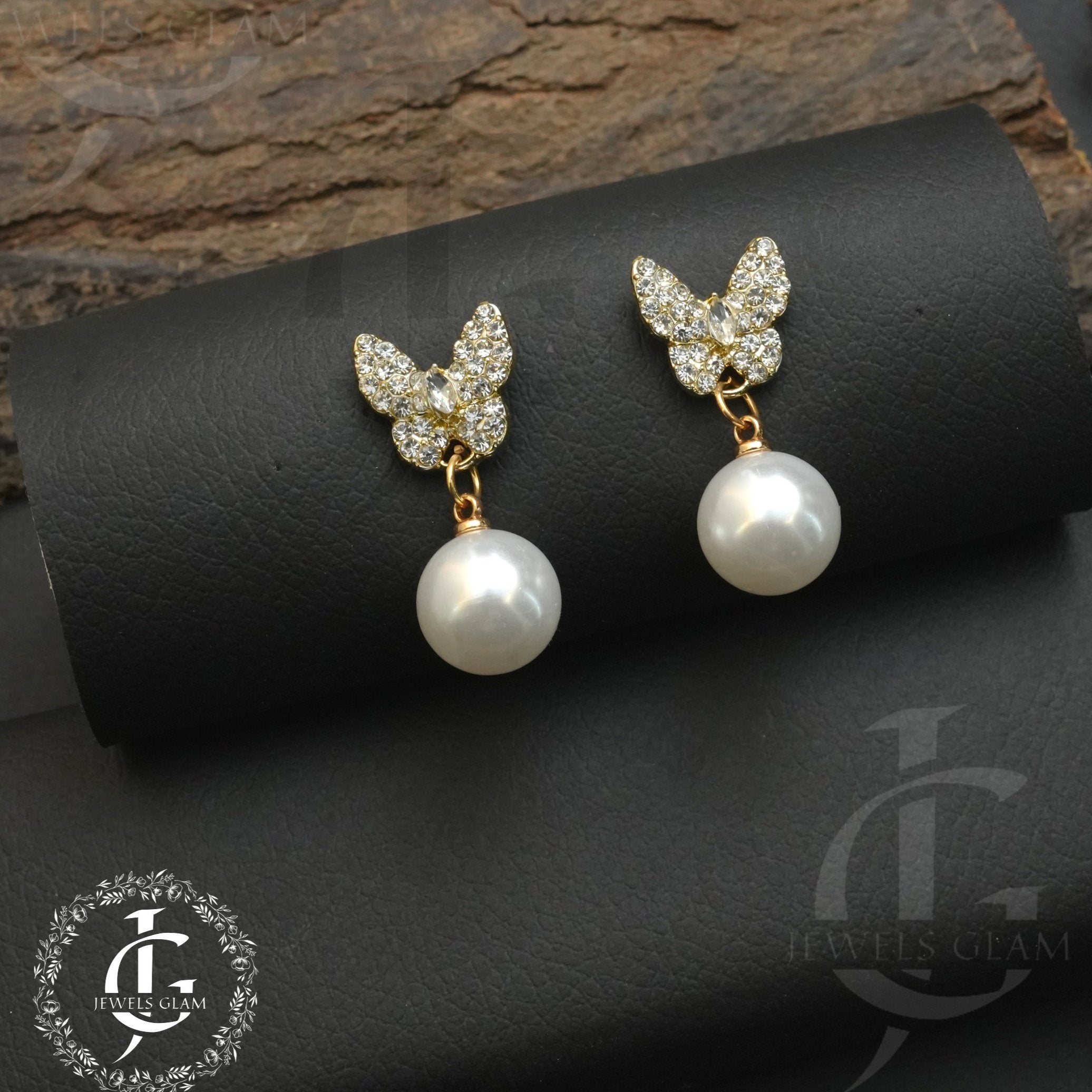 Enchanting Butterfly Pearl Drop Earrings