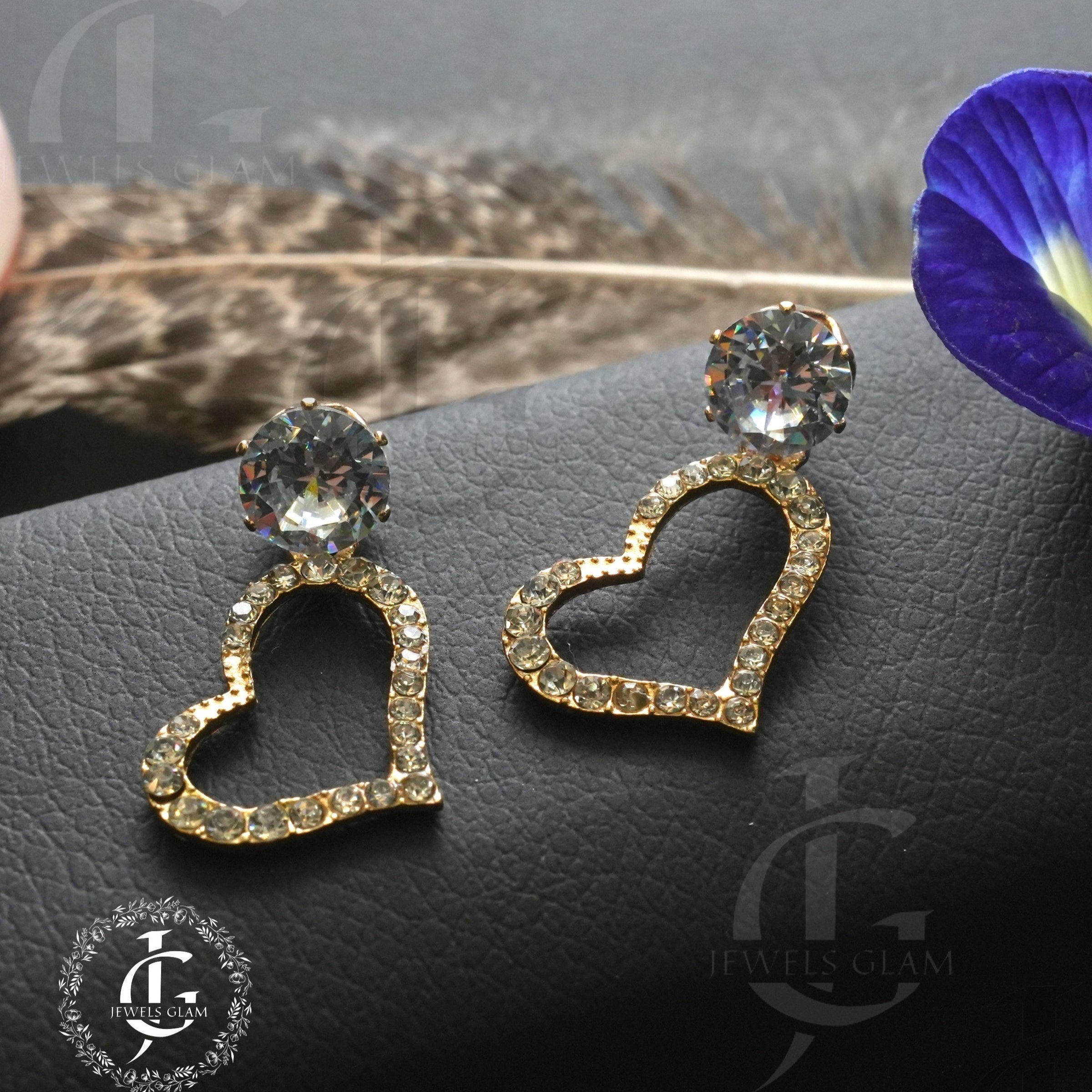 Crystal Heart Dangle Earrings