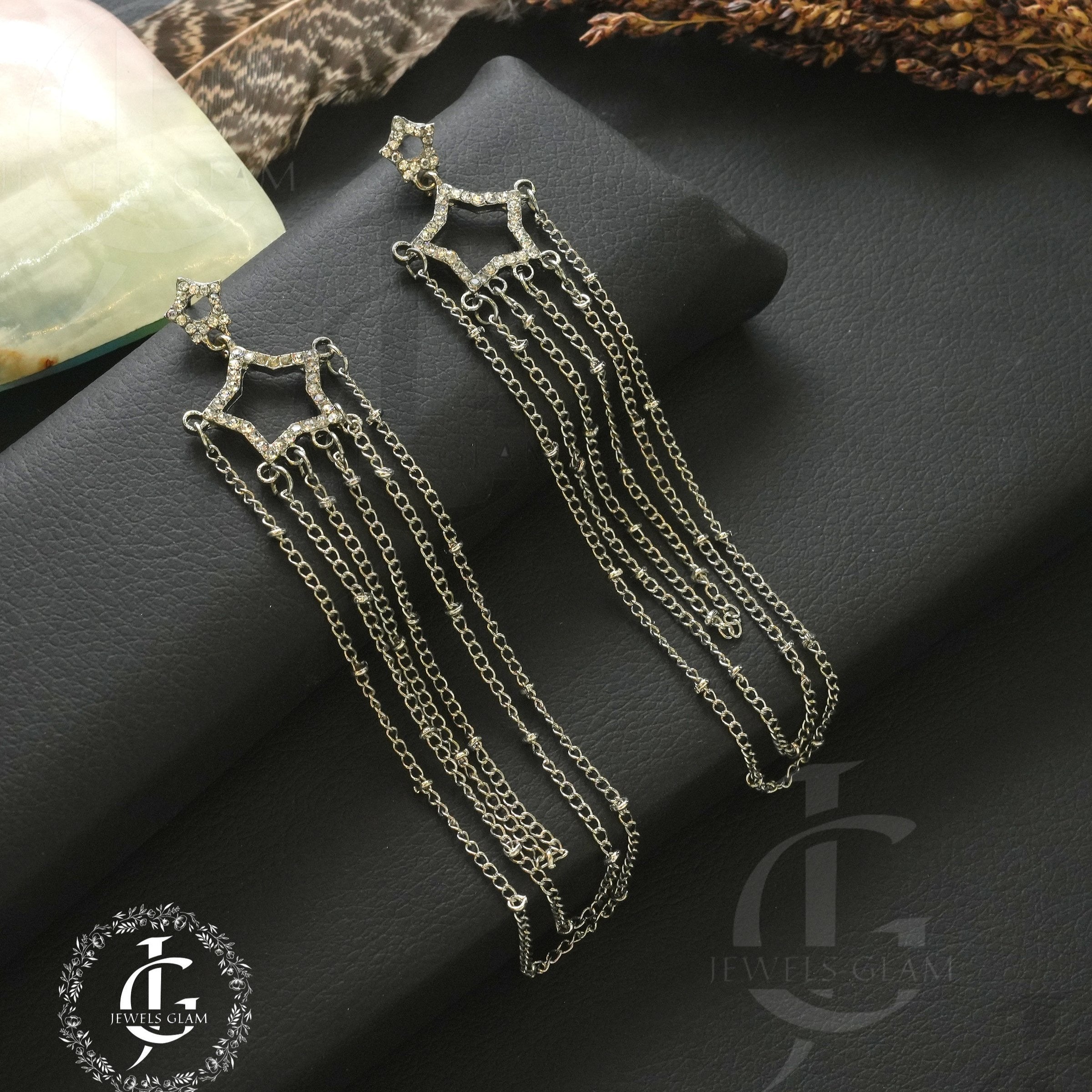 Starry Glam Chain Drop Earrings