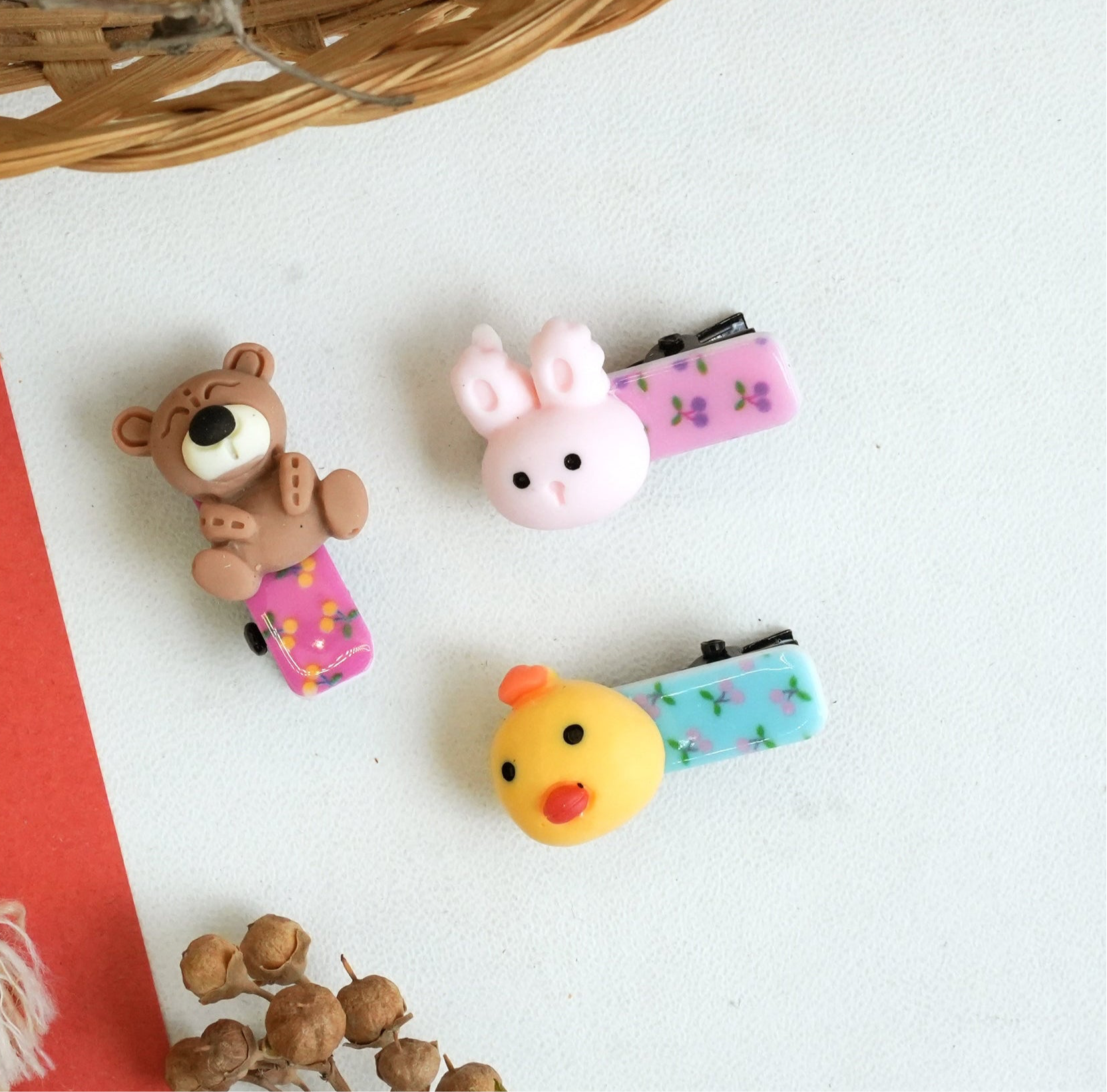 Adorable Animal Character Hair Clips – Set of 3