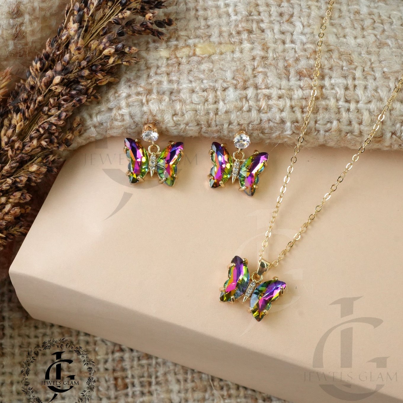 Butterfly Pendant With Studs