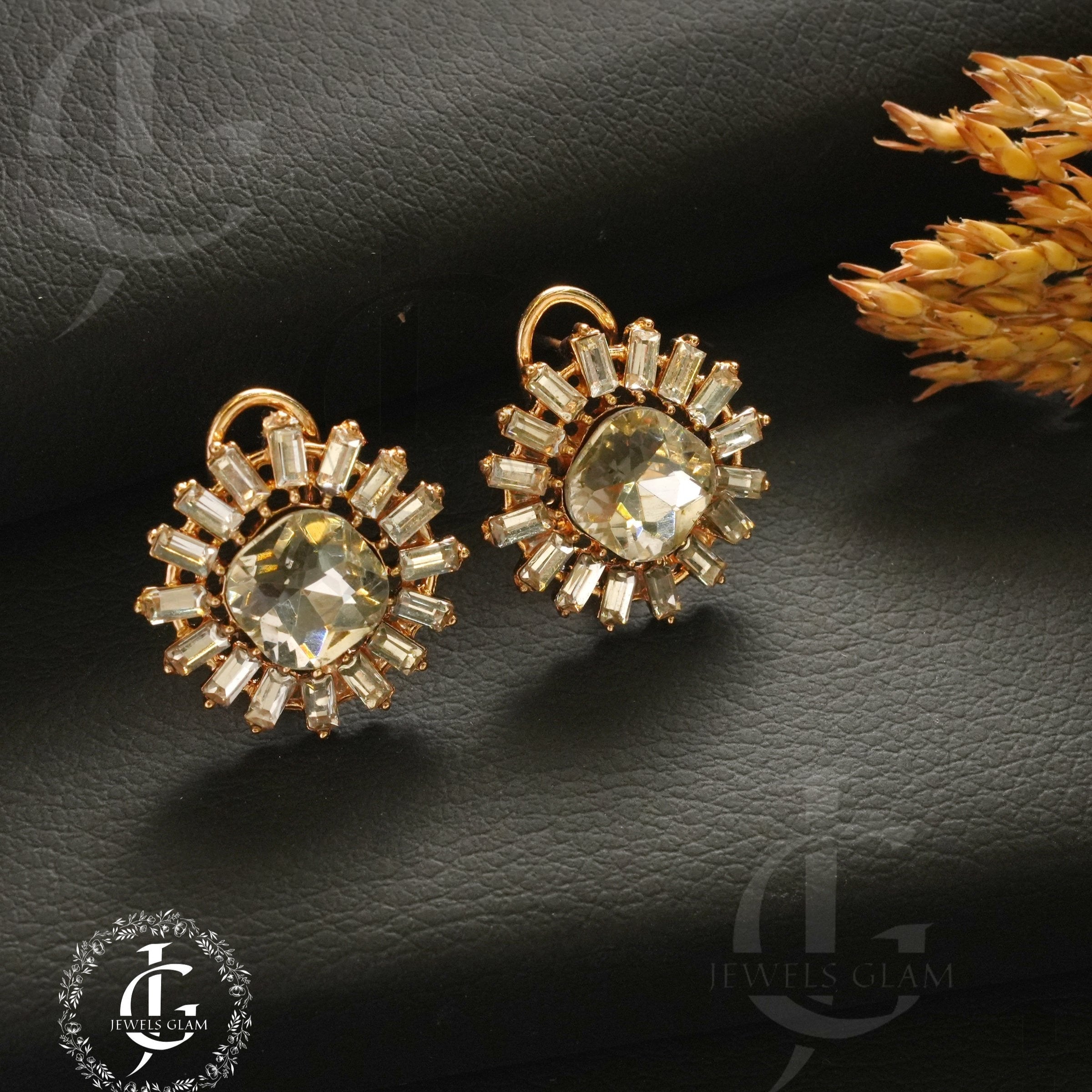 Radiant Sunburst Crystal Stud Earrings