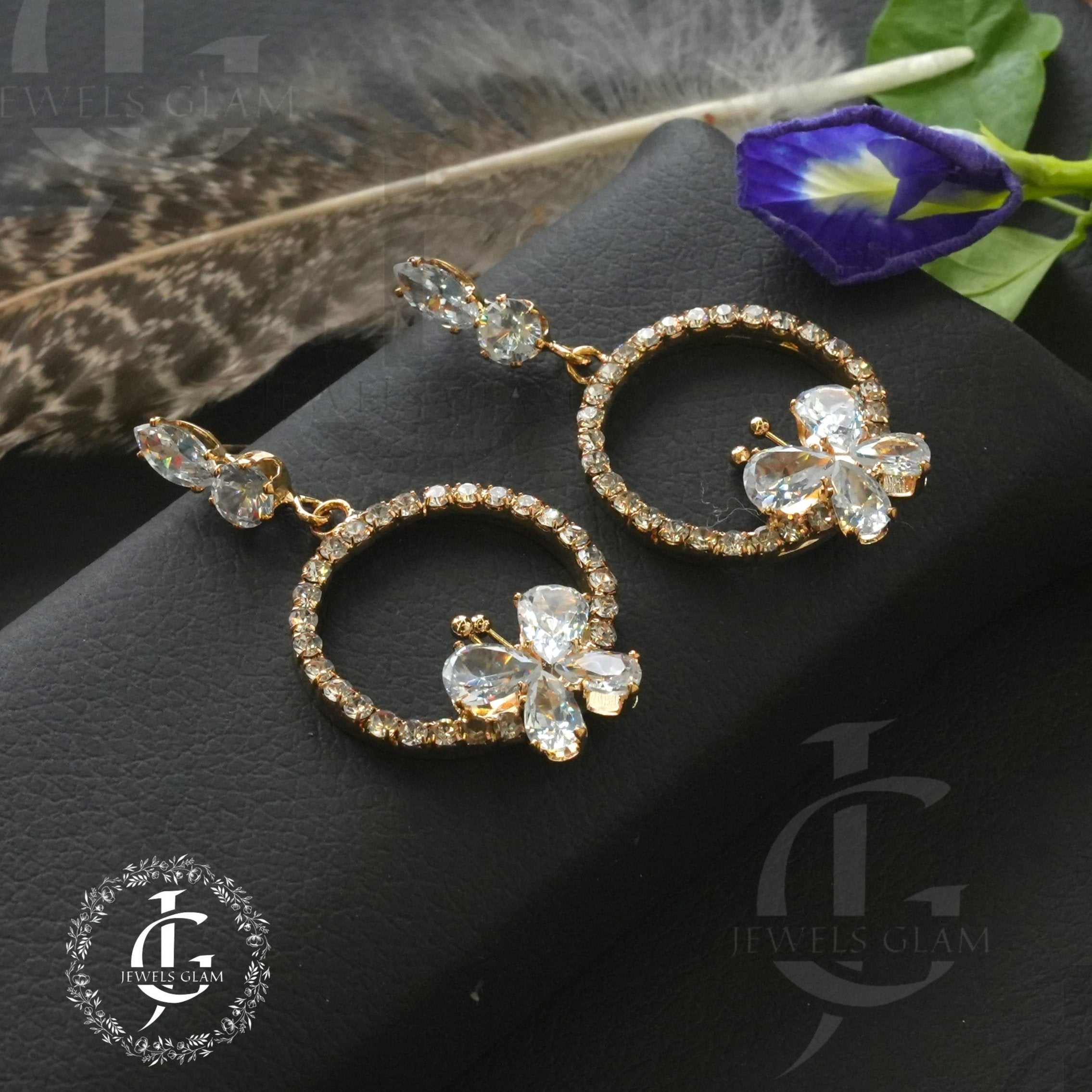 Sparkling Butterfly Halo Earrings