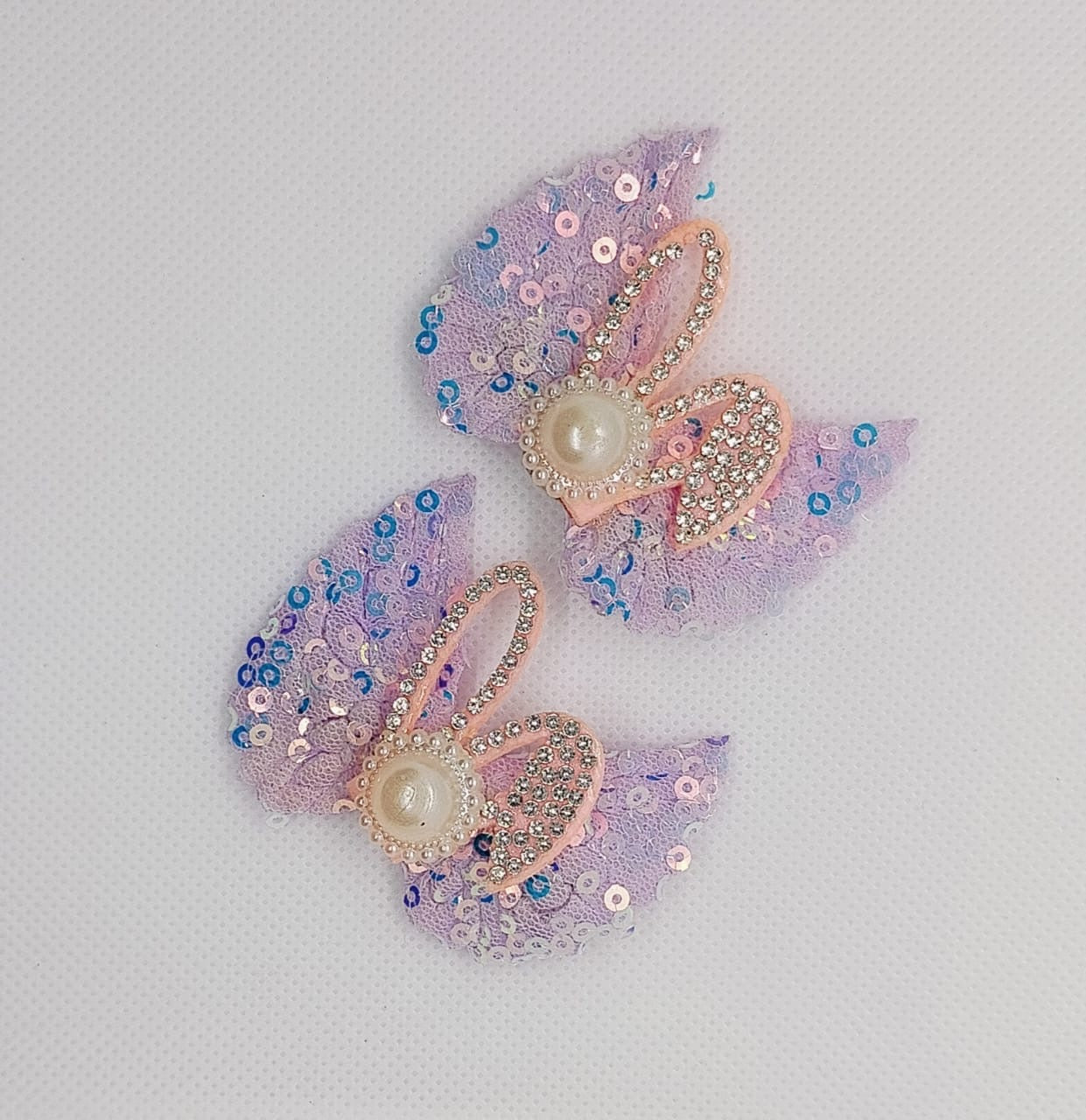 Glitter Sequin Bunny Ear Hair Clips (Pair)