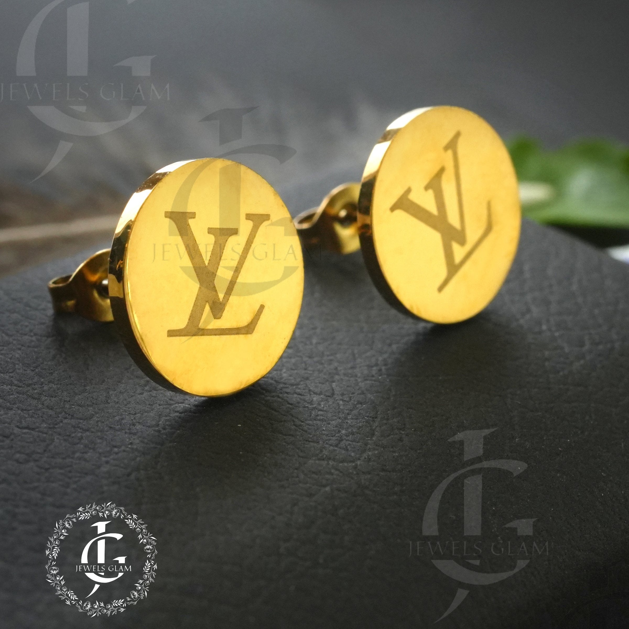 LV logo Ear Studs