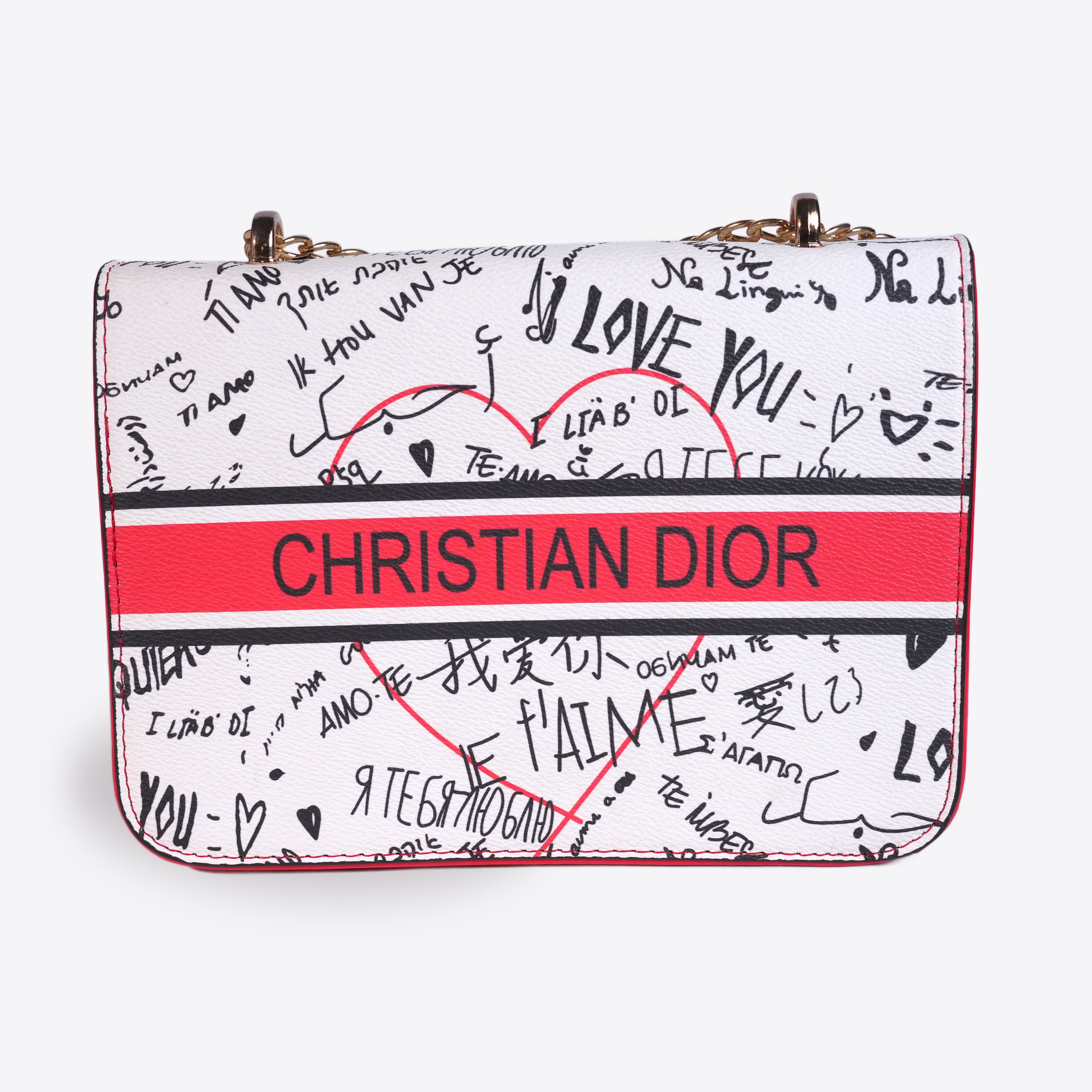 Red & White Printed Bag