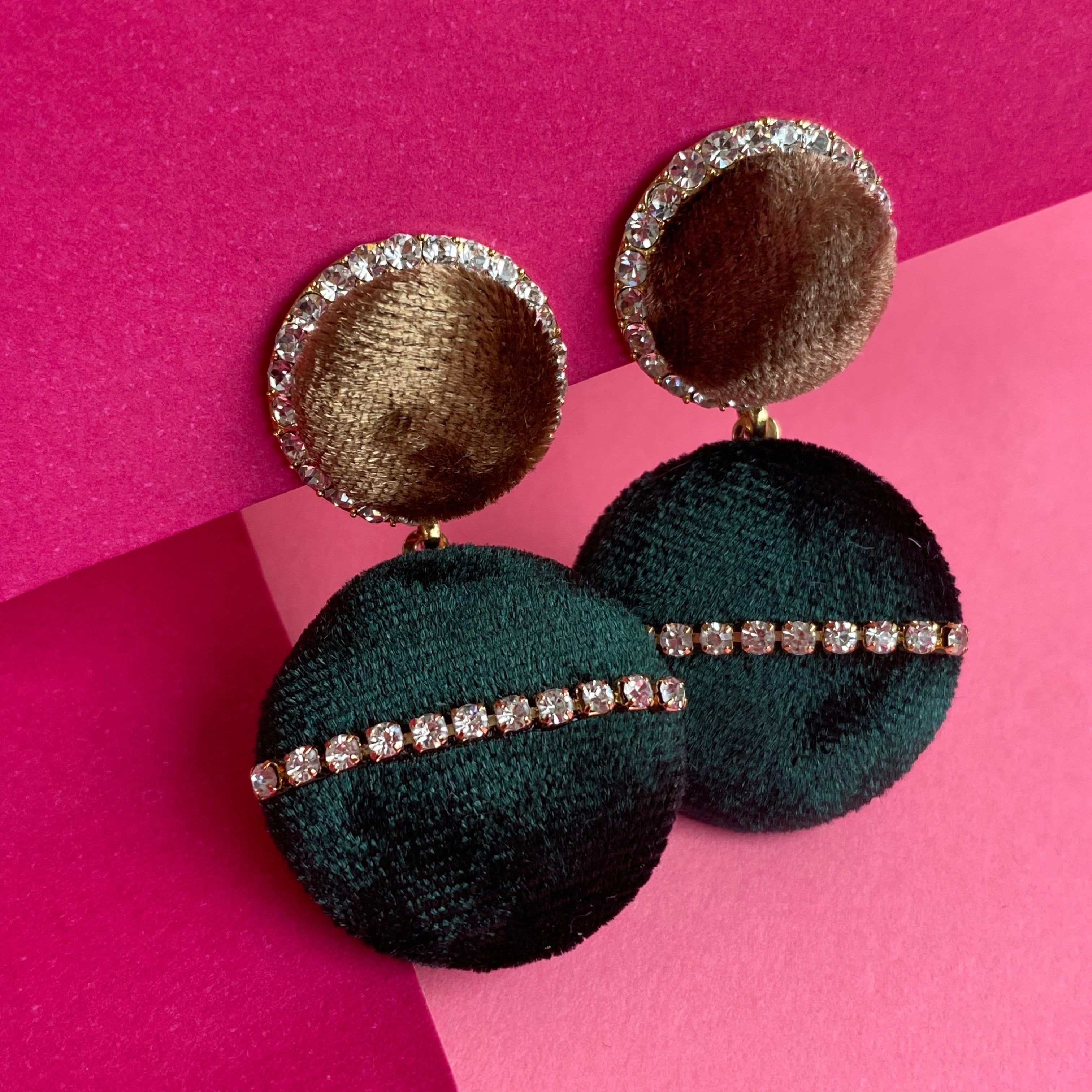 Velvet Drop Earring With Rhinestones