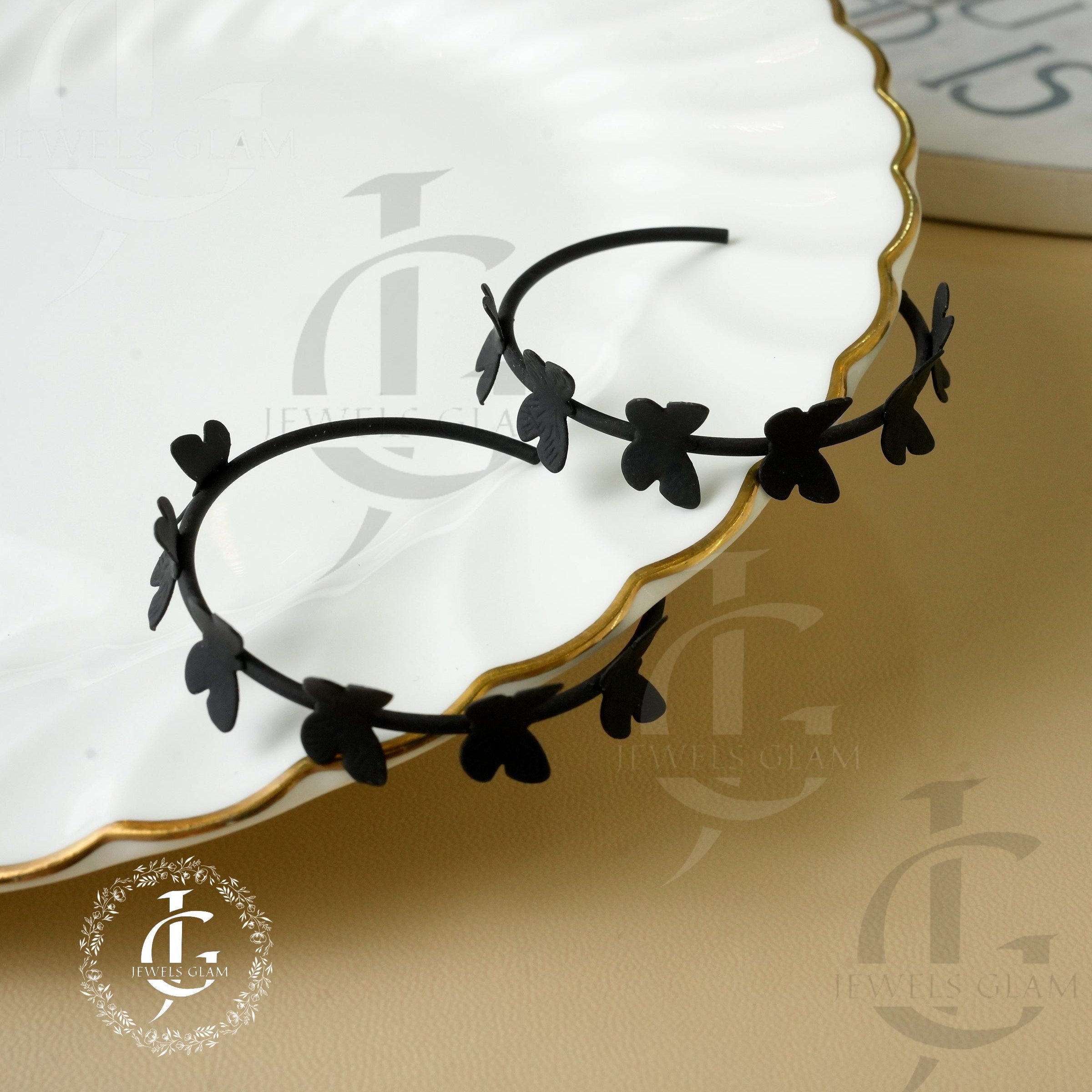Matte Black Butterfly Hoop Earrings