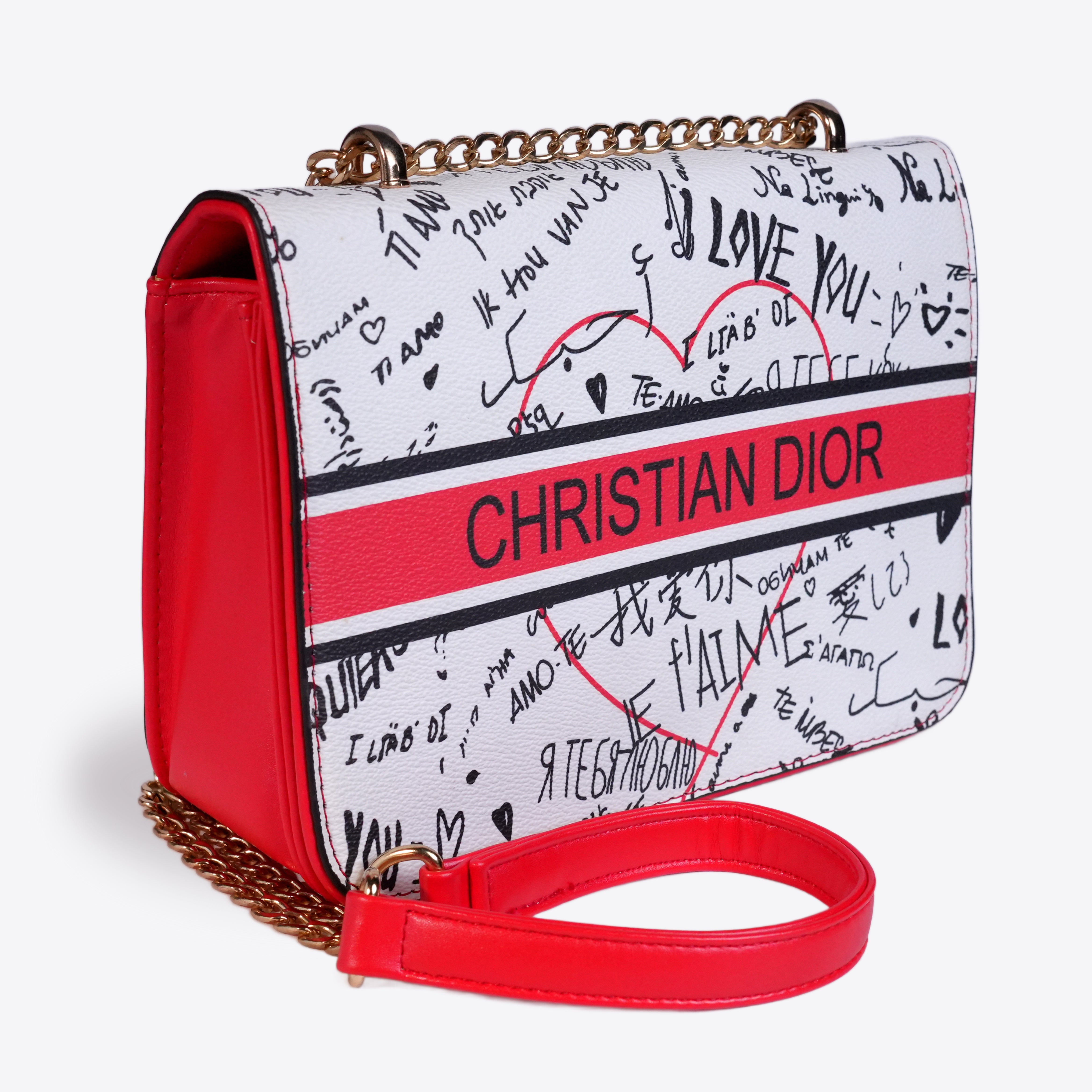 Red & White Printed Bag