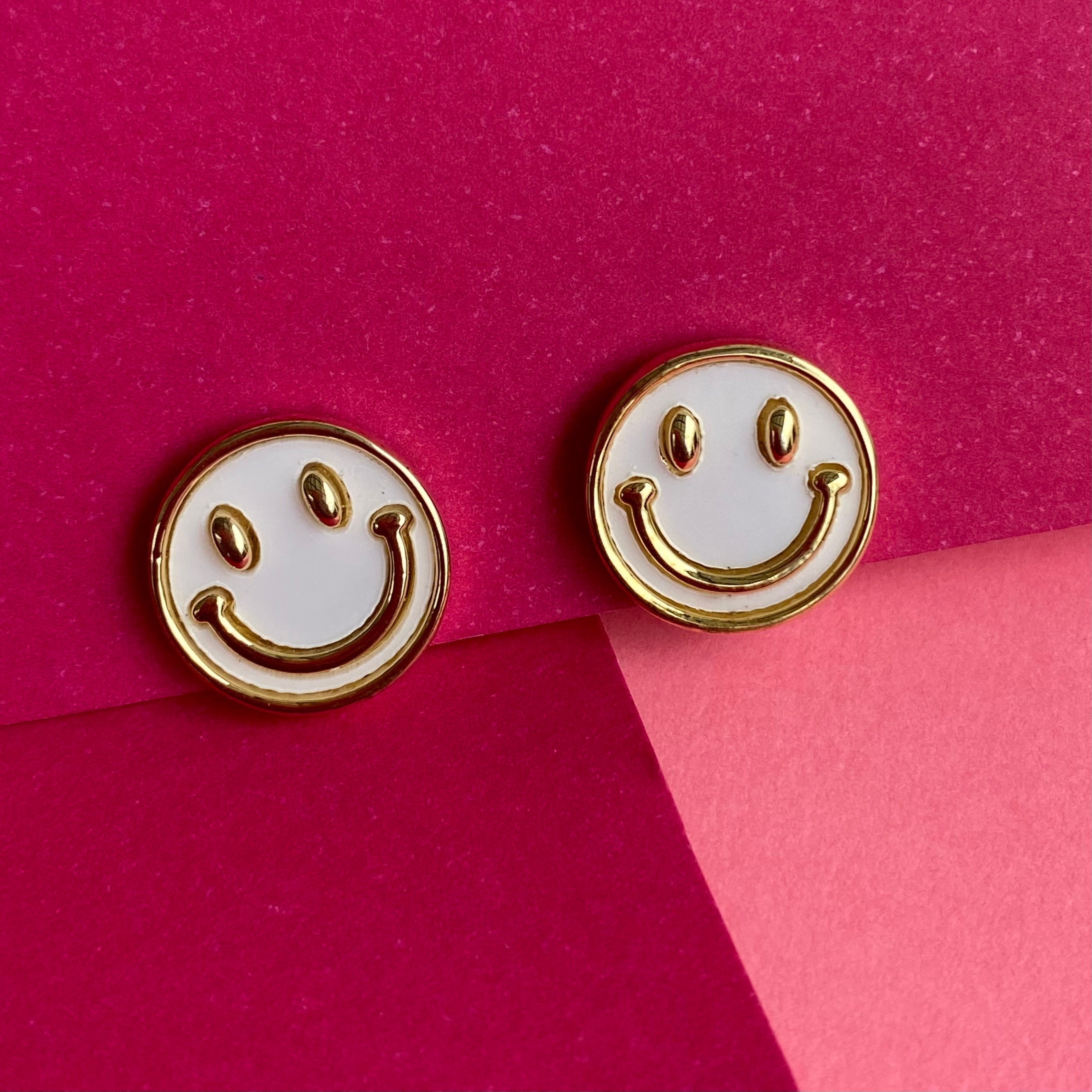 White Smiley Stud Earring