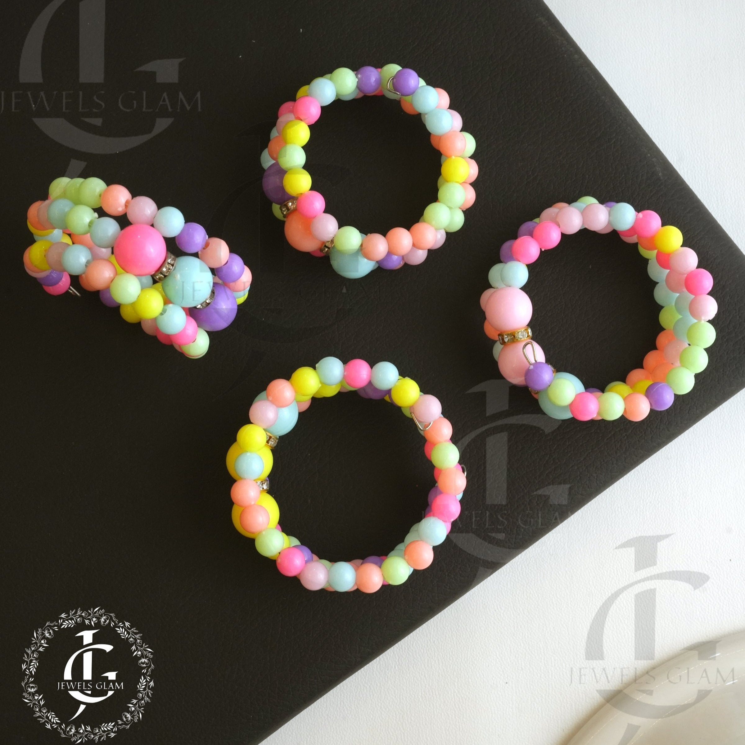 Pastel Beaded Stretch Bracelets for Kids