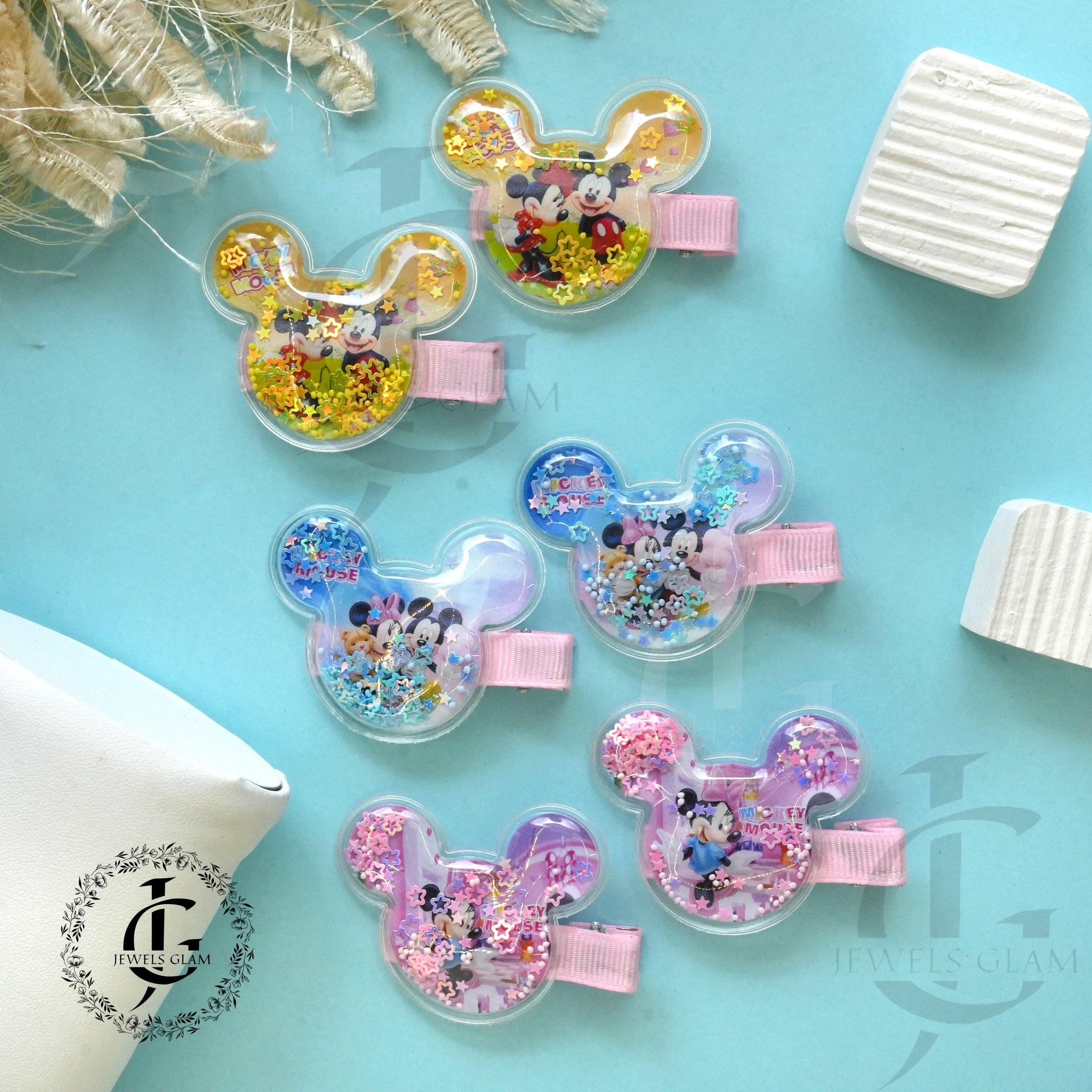 Glittery Mickey Mouse Hair Clips