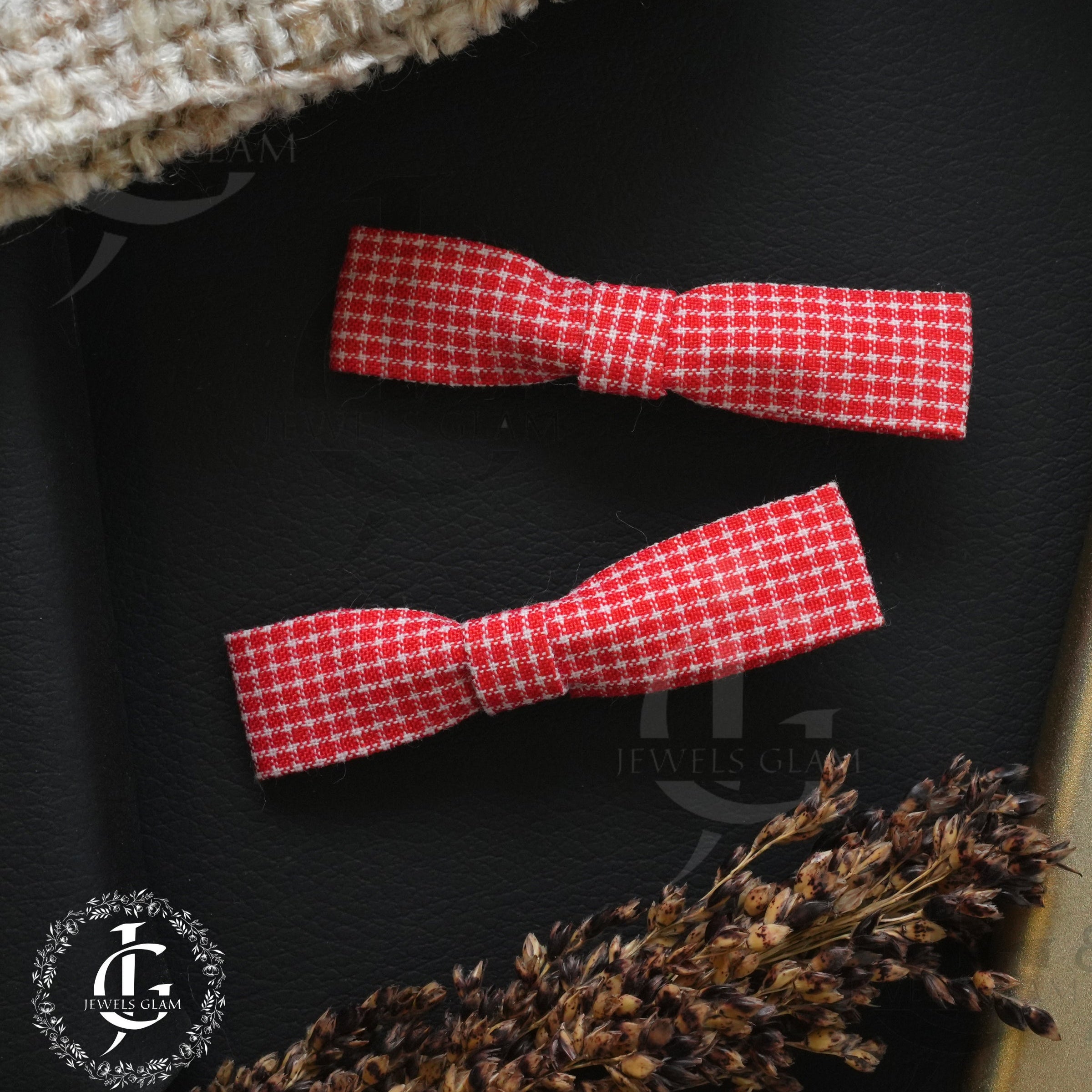 Classic Gingham Bow Hair Clips (Pair)