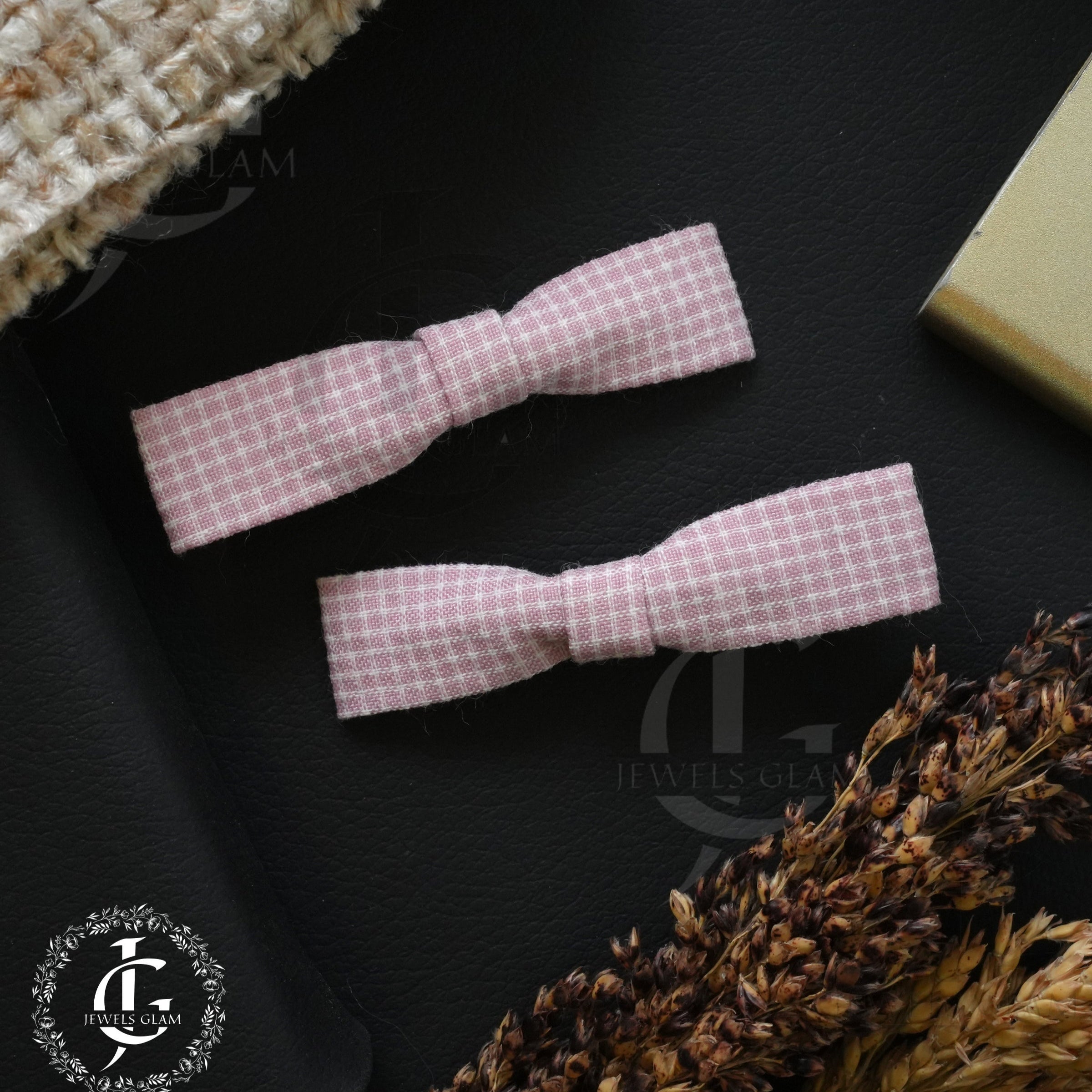 Classic Gingham Bow Hair Clips (Pair)