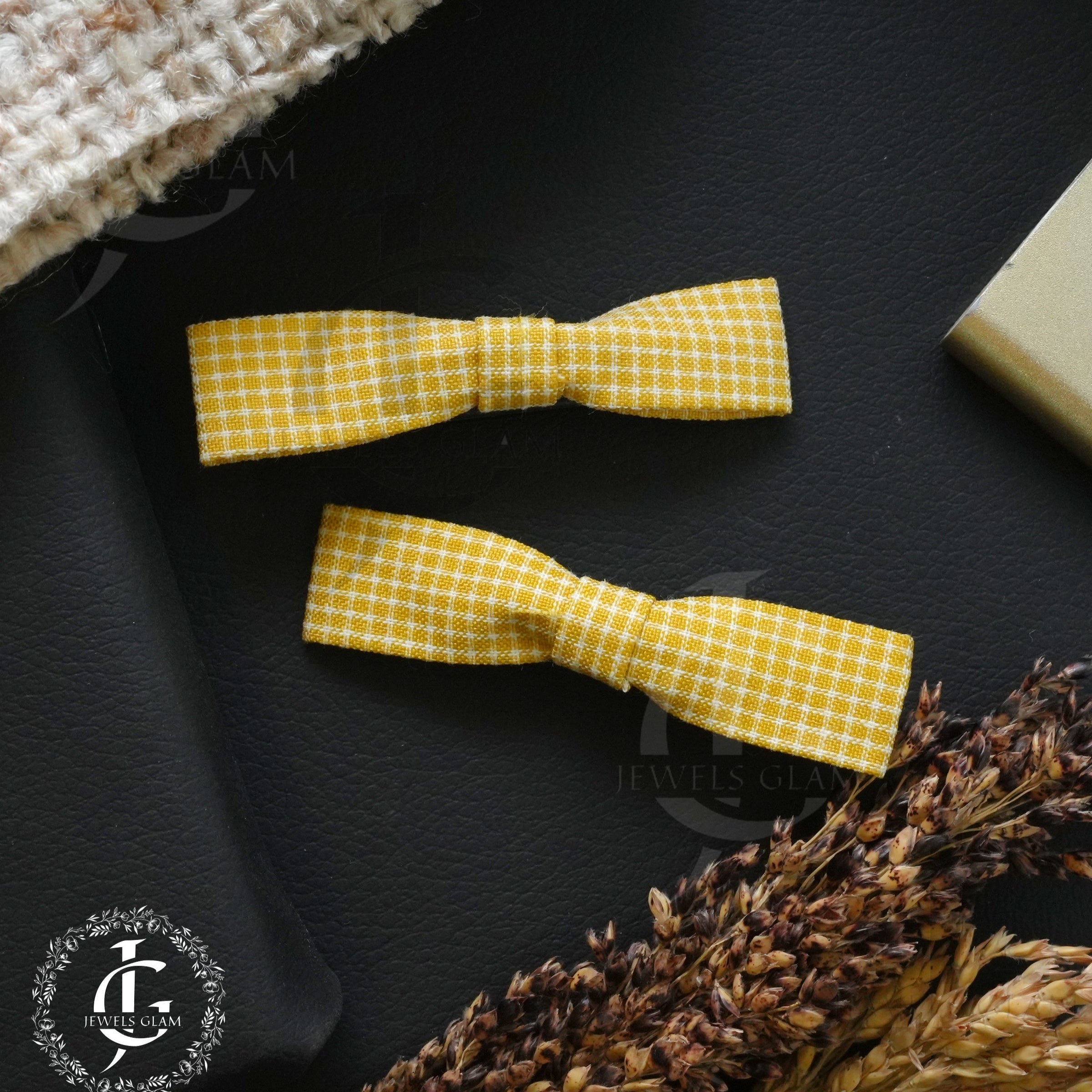 Classic Gingham Bow Hair Clips (Pair)