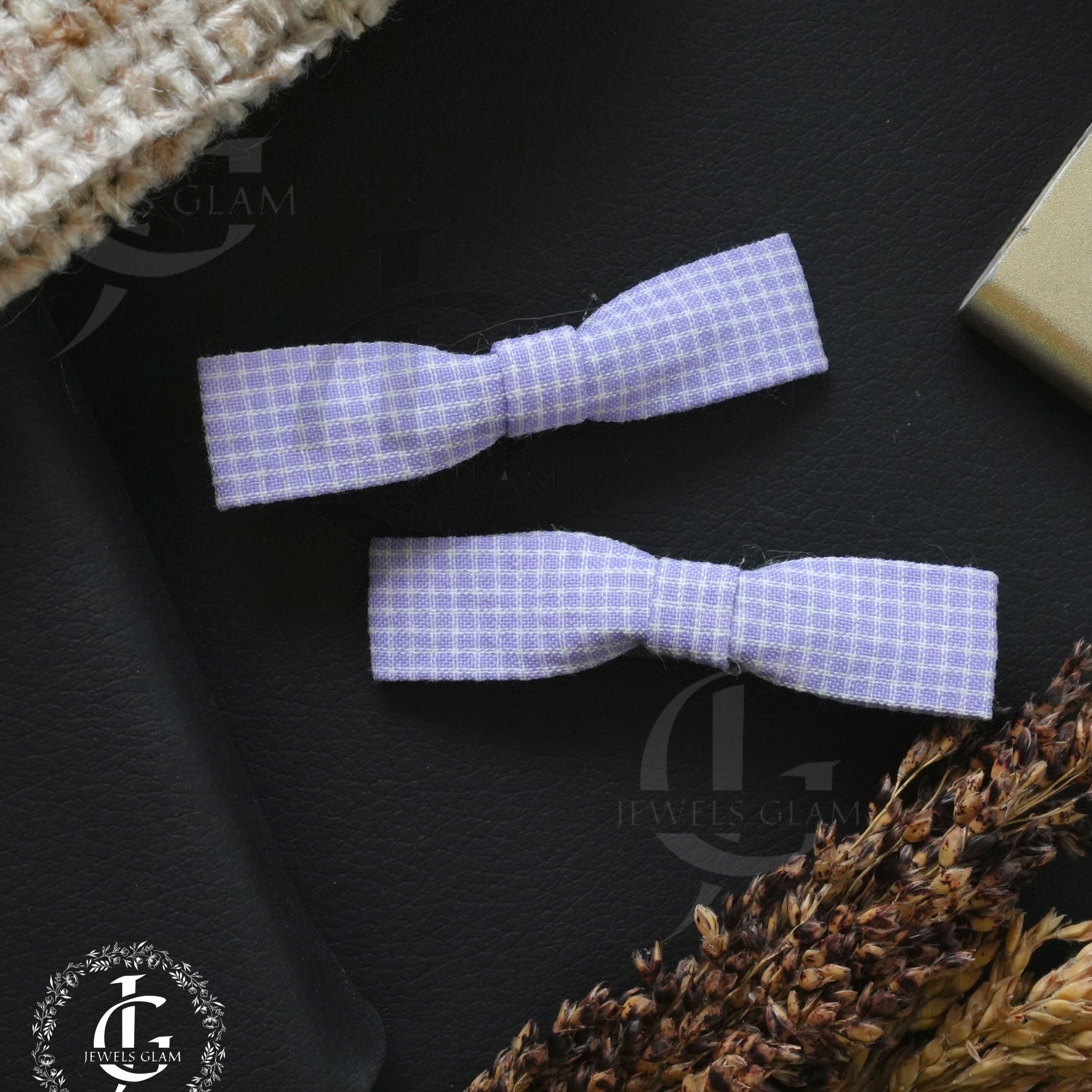 Classic Gingham Bow Hair Clips (Pair)