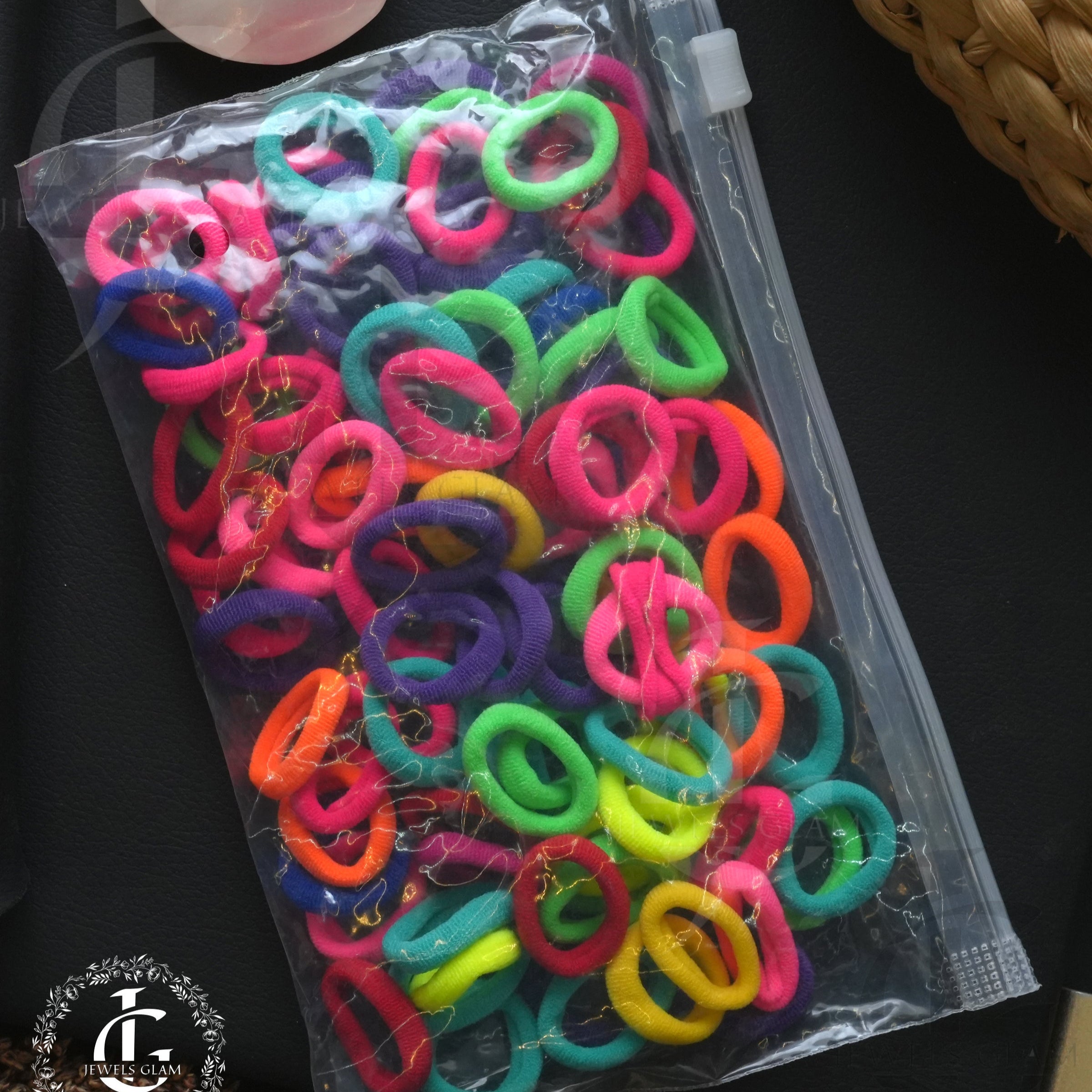 Multi-Color Elastic Hair Ties - Pack of 100