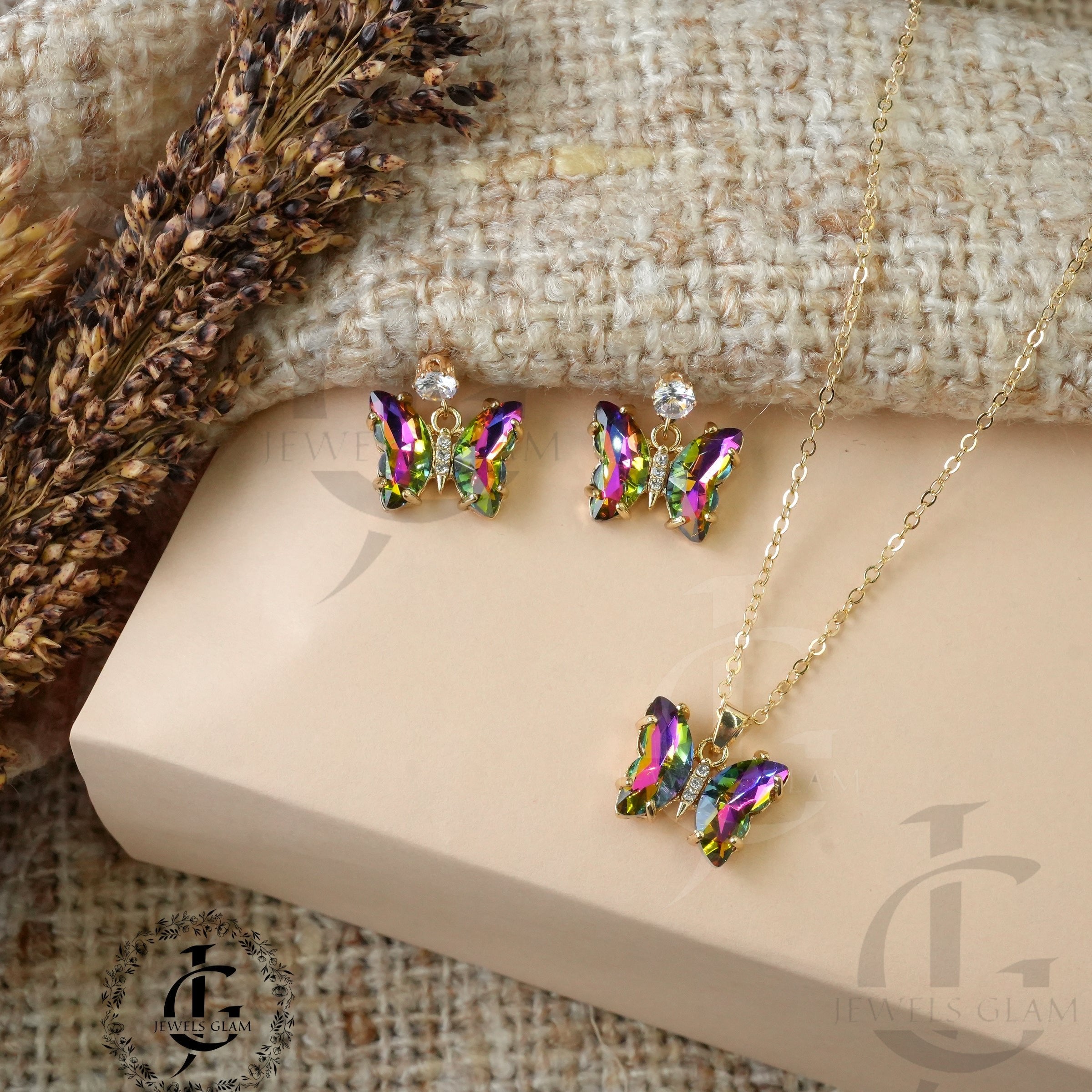 Butterfly Pendant With Studs