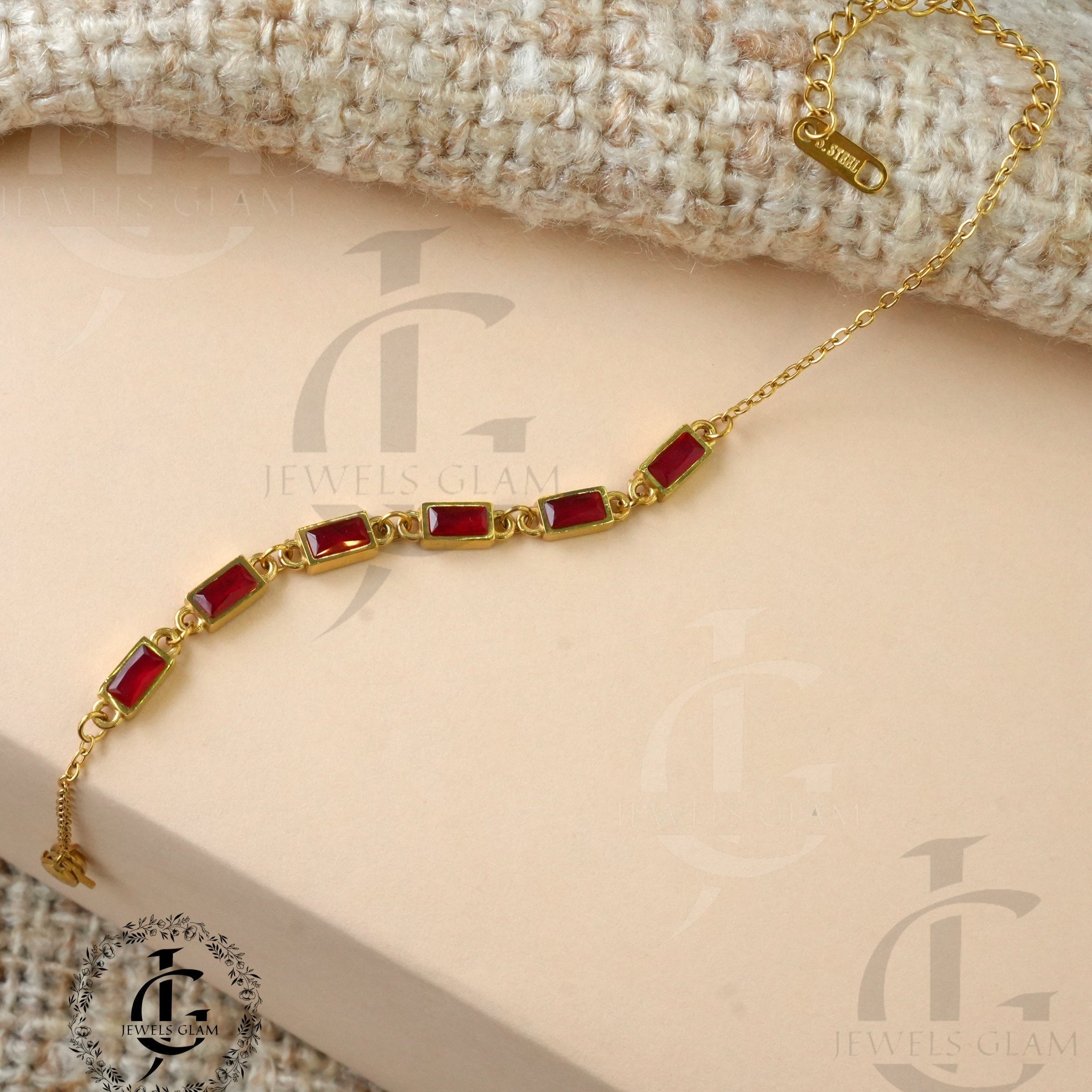 Gold Red Crystal Bracelet