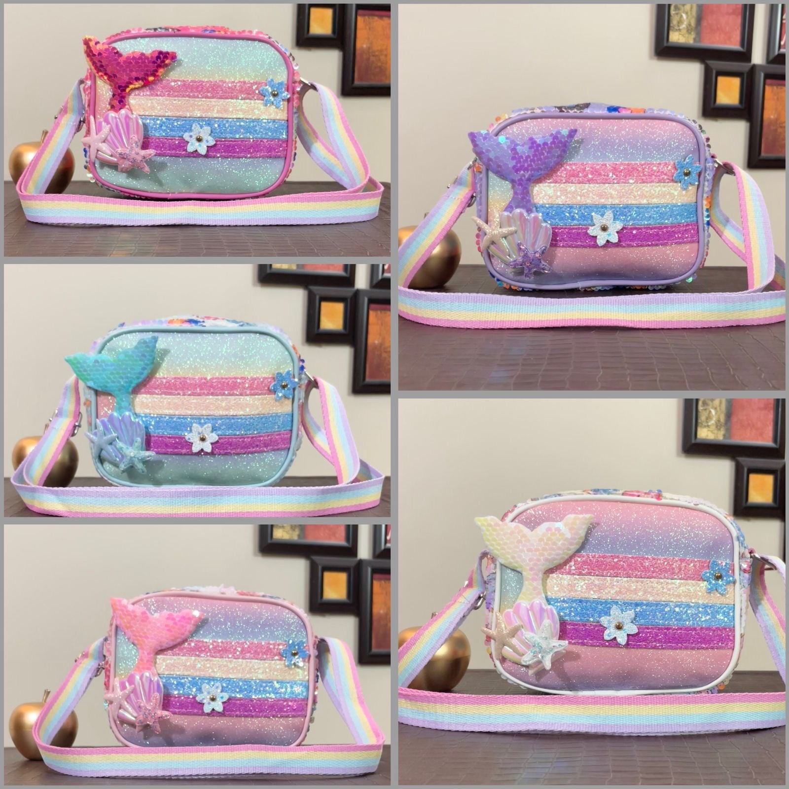 Little Girls Sparkling Mermaid Crossbody Shoulder Bag