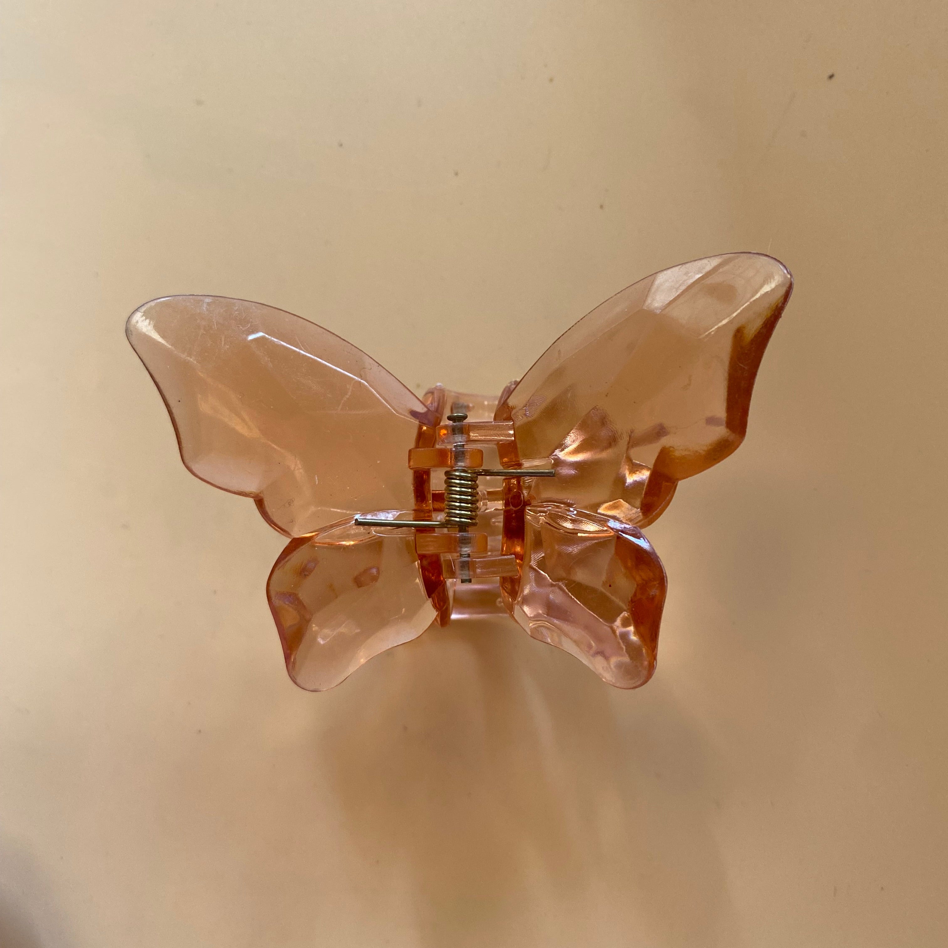 Transparent Amber Butterfly Hair Claw Clip